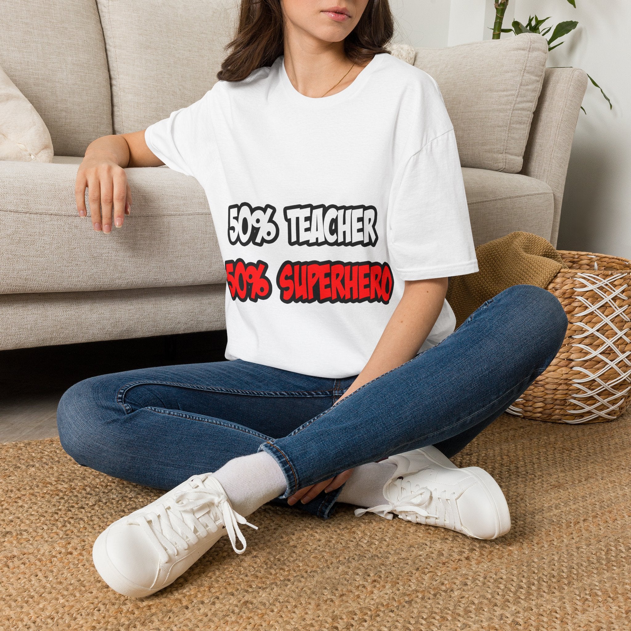 Half Teacher...Half Superhero - Unisex Softstyle T-Shirt