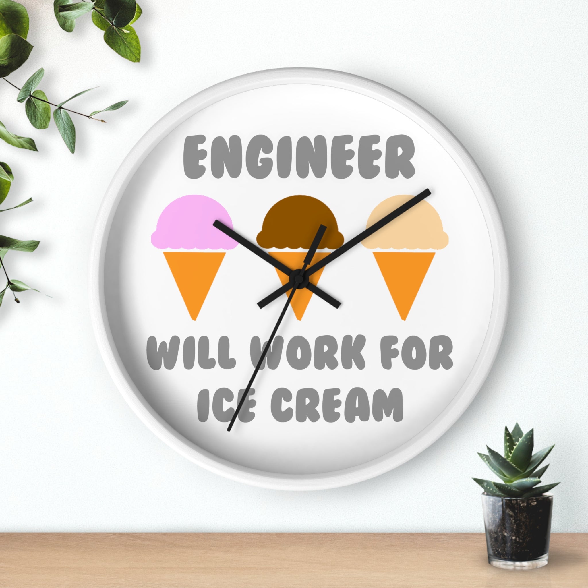 Engineer ... Will Work For Ice Cream - Wall Clock