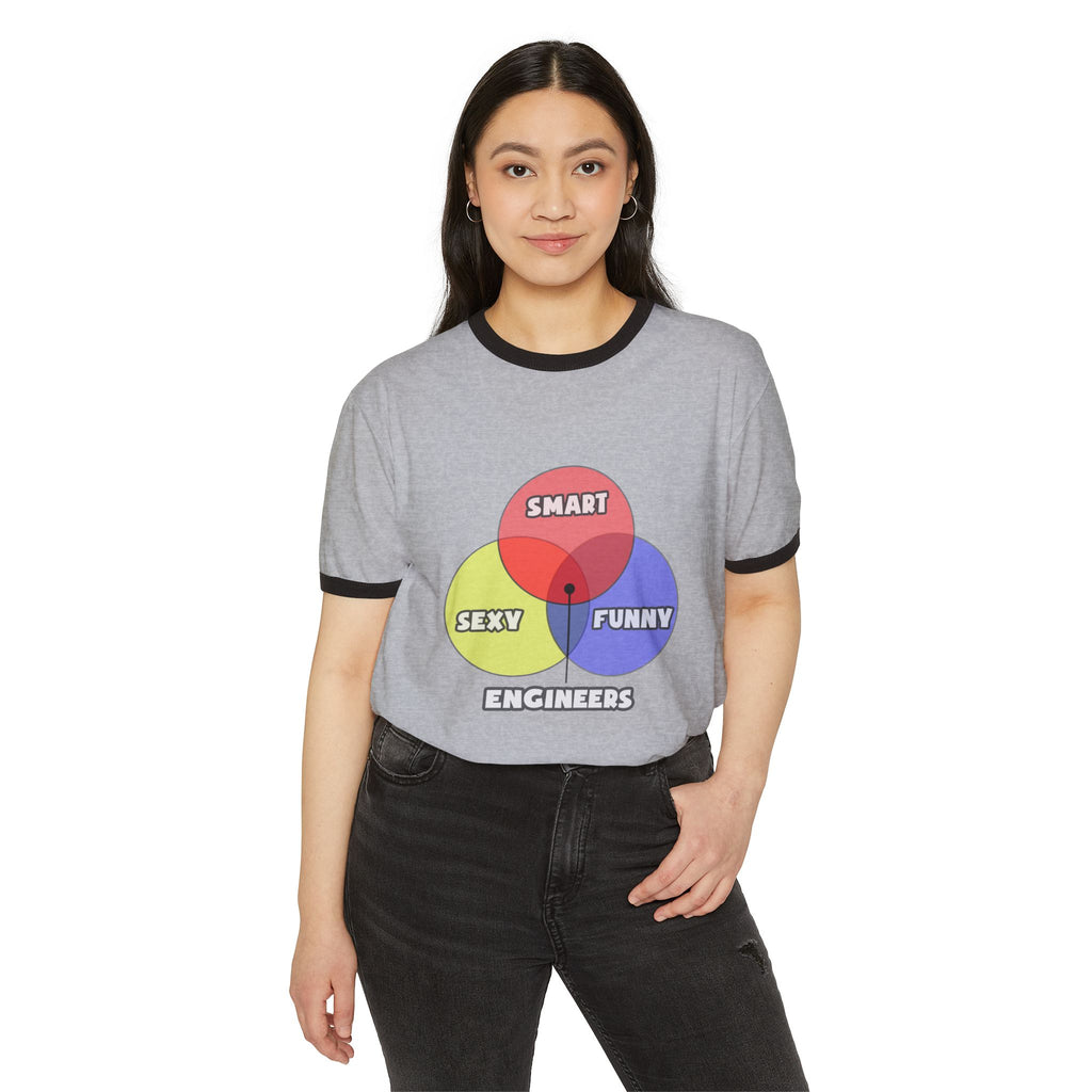 Venn Diagram .. Engineers - Unisex Cotton Ringer T-Shirt