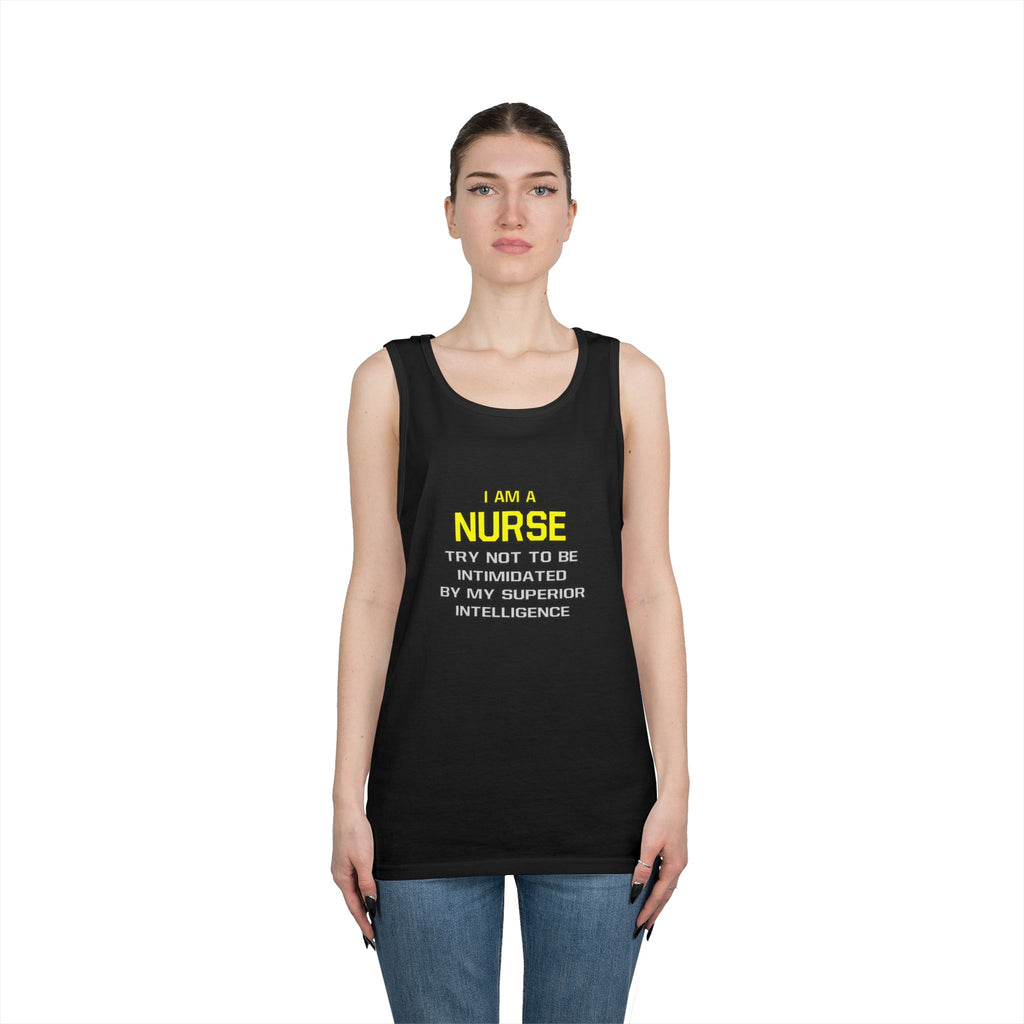 Nurse...Superior Intelligence - Unisex Heavy Cotton Tank Top