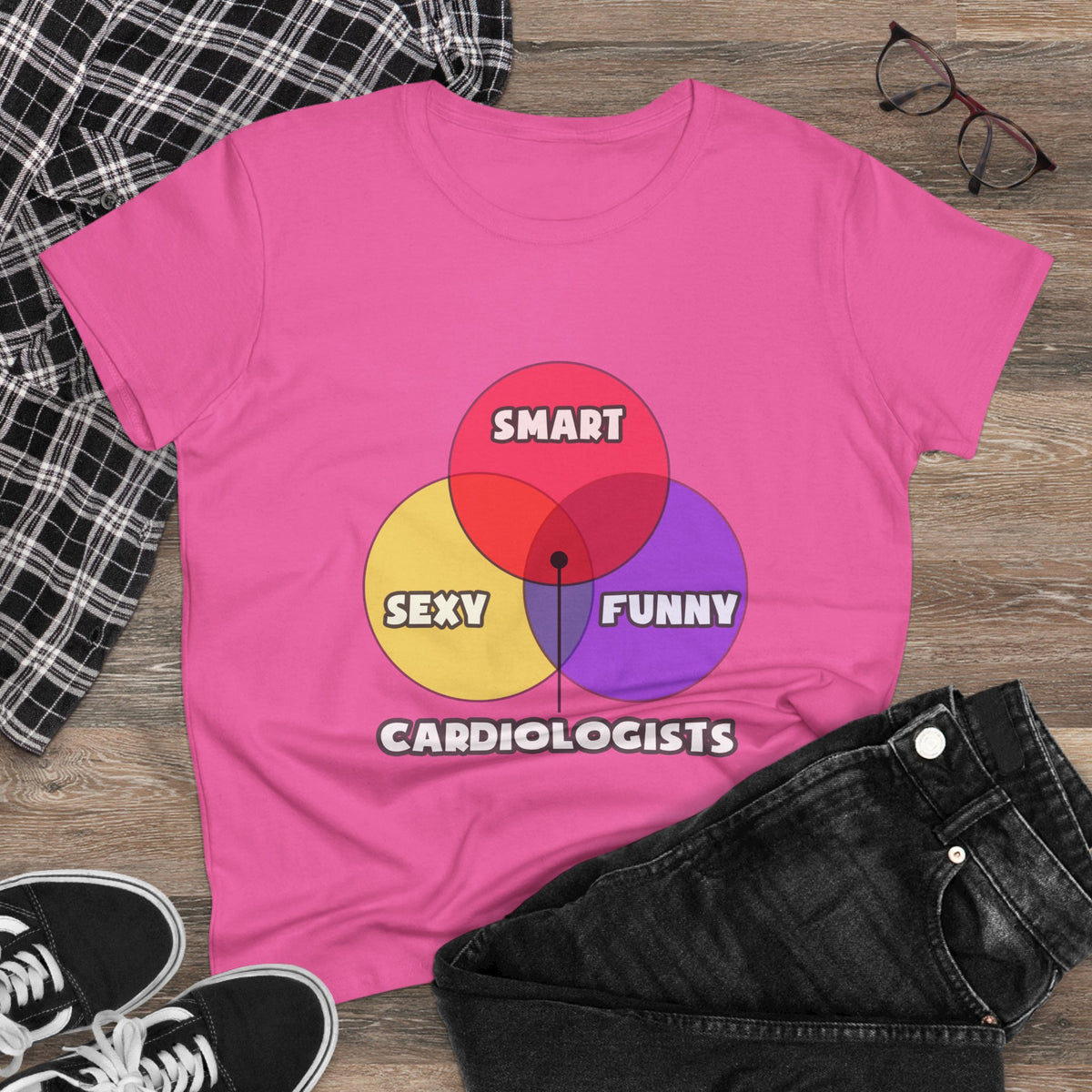 Venn Diagram .. Cardiologists - Women's Midweight Cotton Tee