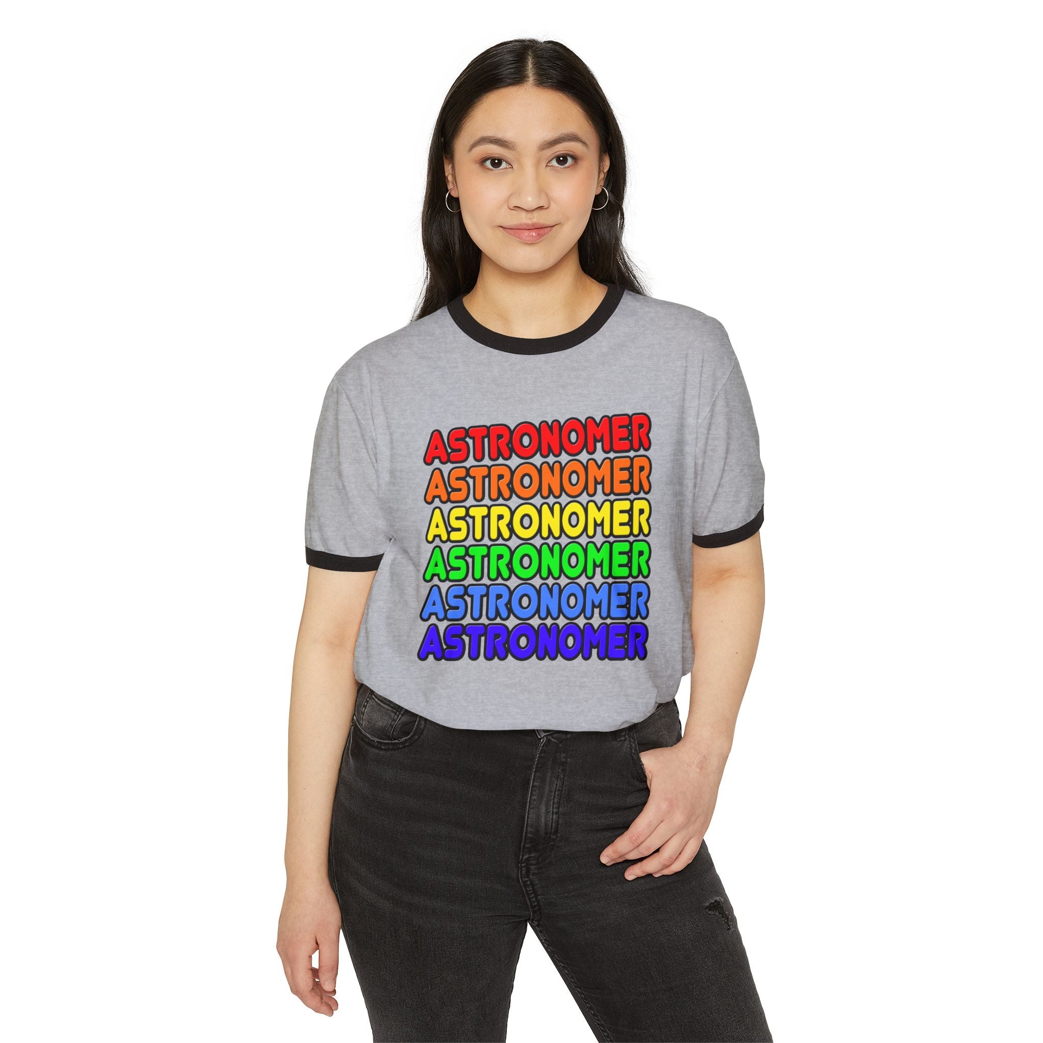 Rainbow Astronomer - Unisex Cotton Ringer T-Shirt
