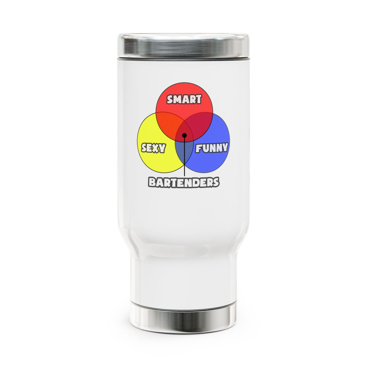 Venn Diagram .. Bartenders - Stainless Steel Travel Mug with Handle, 14oz