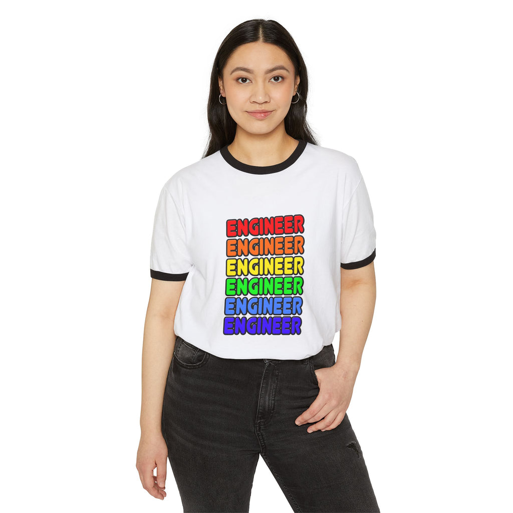 Rainbow Engineer - Unisex Cotton Ringer T-Shirt