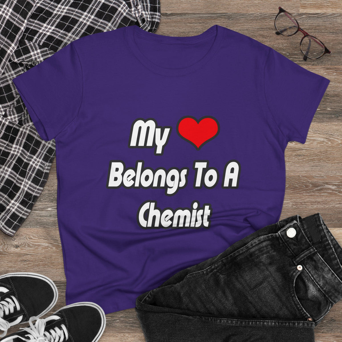 My Heart Belongs To A Chemist - Women's Midweight Cotton Tee