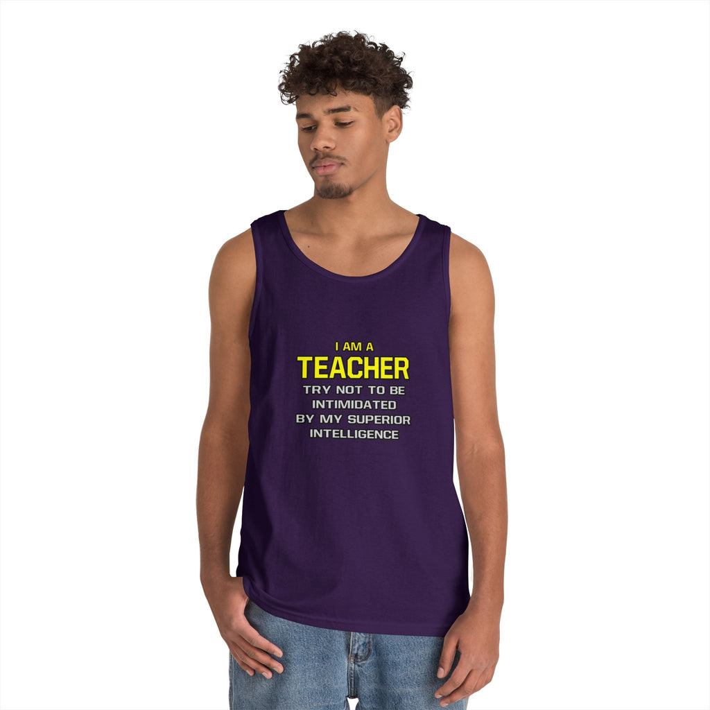 Teacher...Superior Intelligence - Unisex Heavy Cotton Tank Top