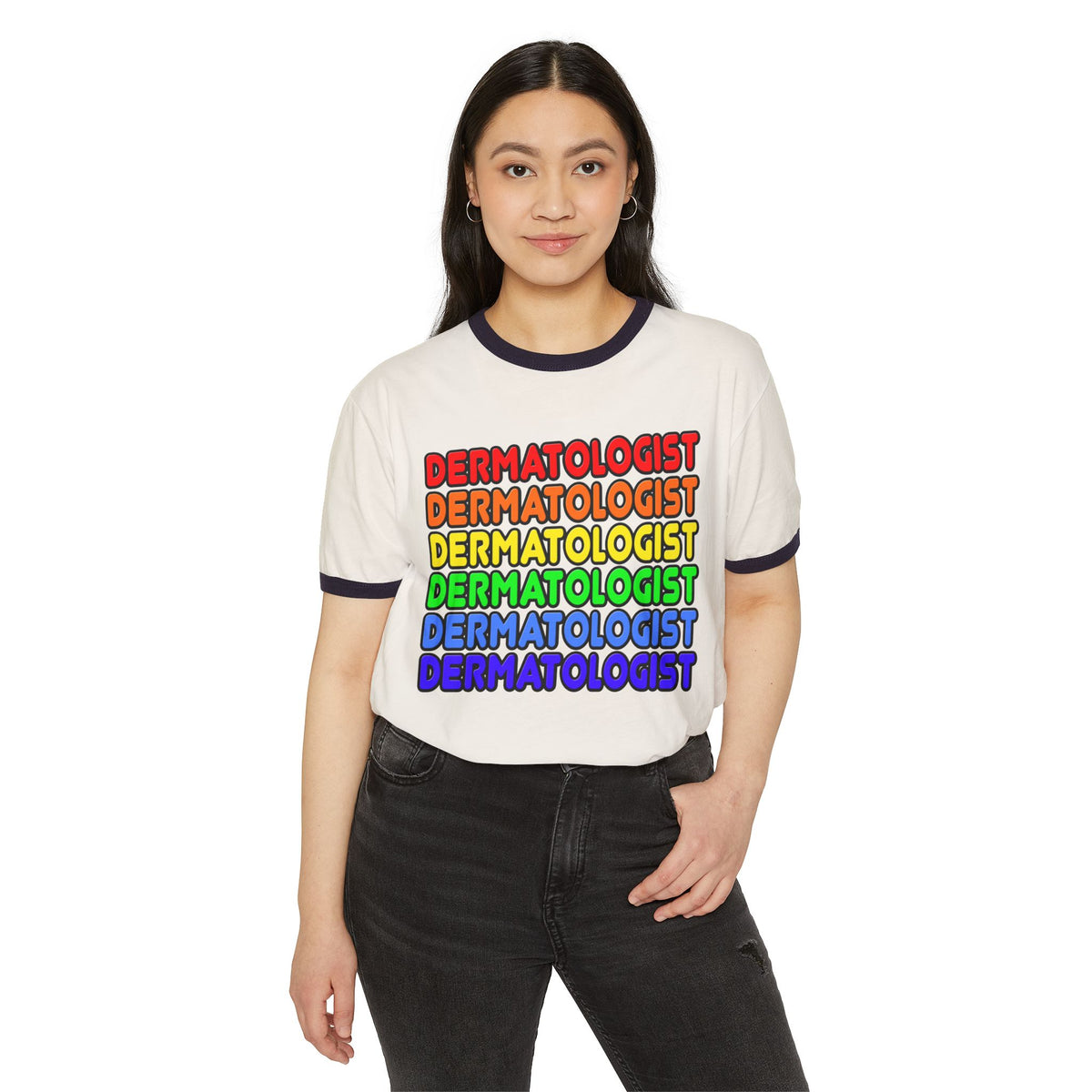 Rainbow Dermatologist - Unisex Cotton Ringer T-Shirt