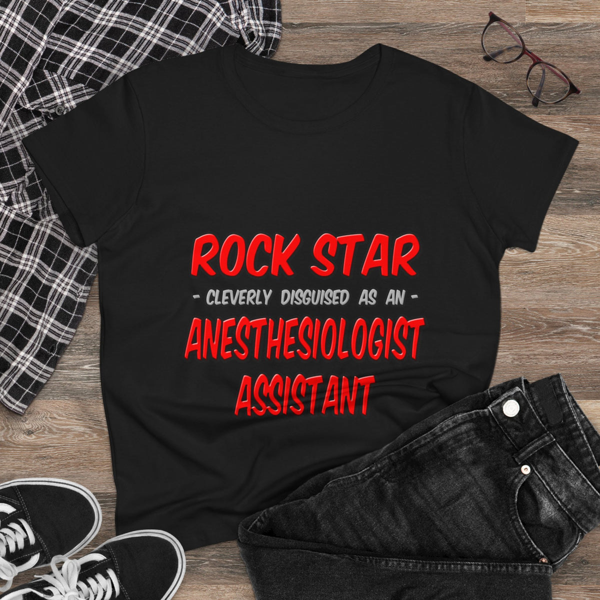 Rock Star .. Anesthesiologist Assistant - Women's Midweight Cotton Tee