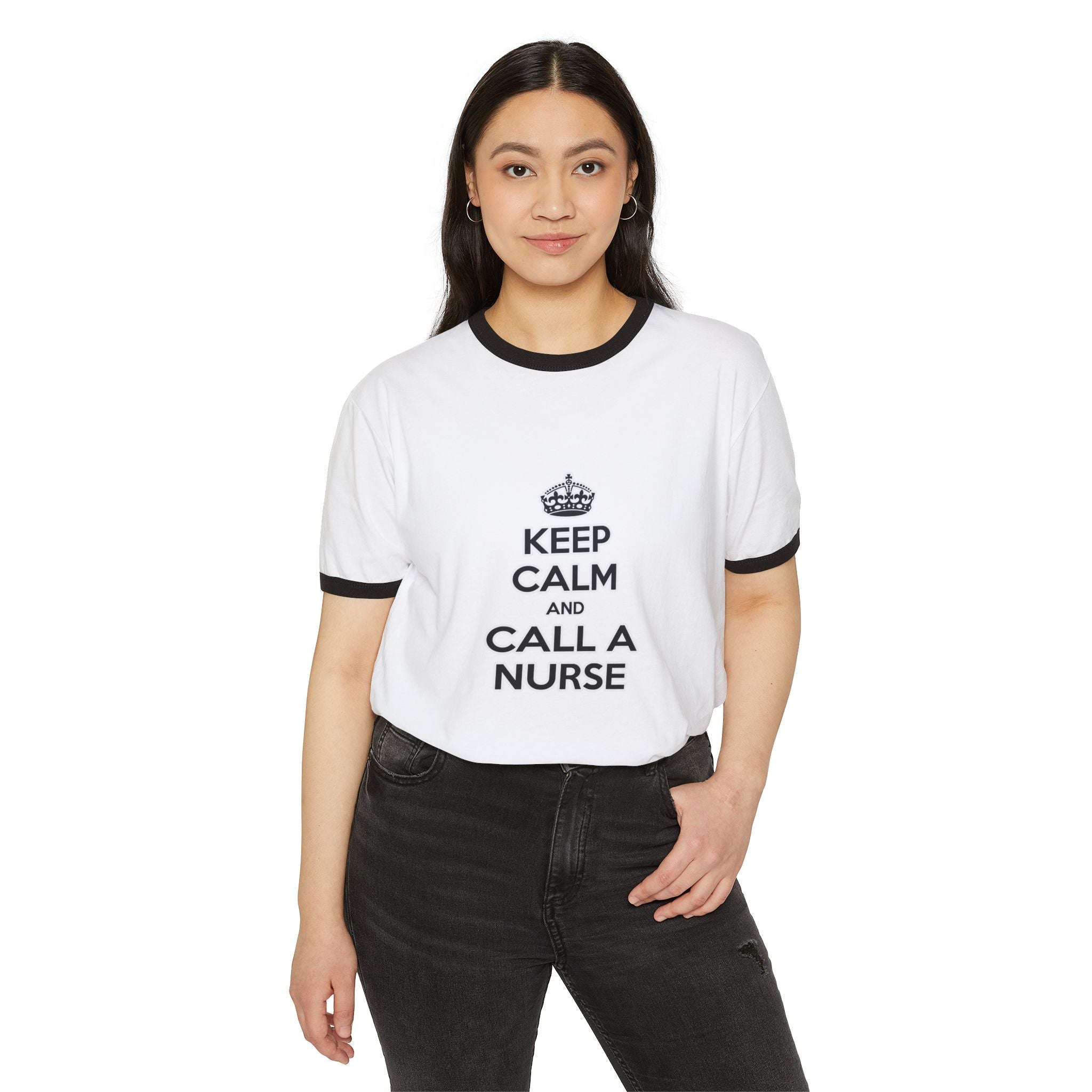 Keep Calm and Call a Nurse - Unisex Cotton Ringer T-Shirt