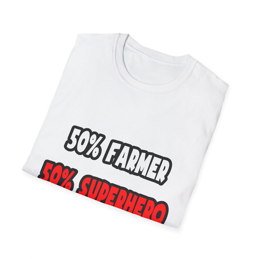 Half Farmer ... Half Superhero - Unisex Softstyle T-Shirt