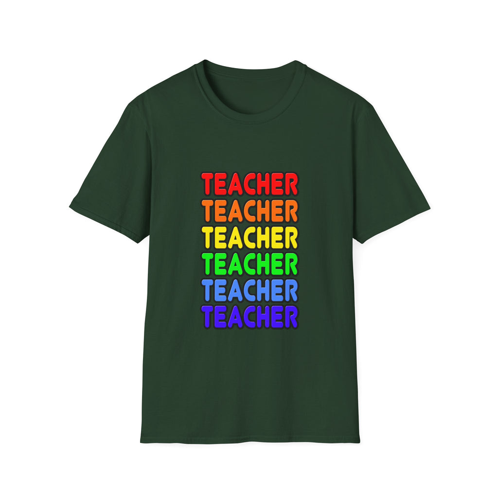 Rainbow Teacher - Unisex Softstyle T-Shirt