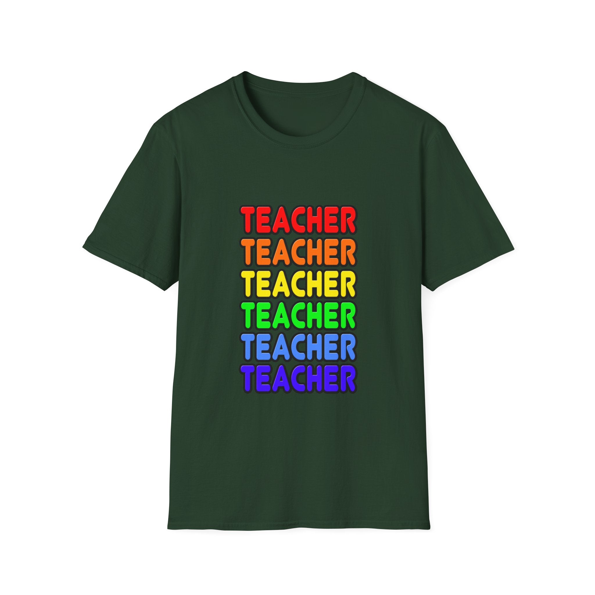 Rainbow Teacher - Unisex Softstyle T-Shirt