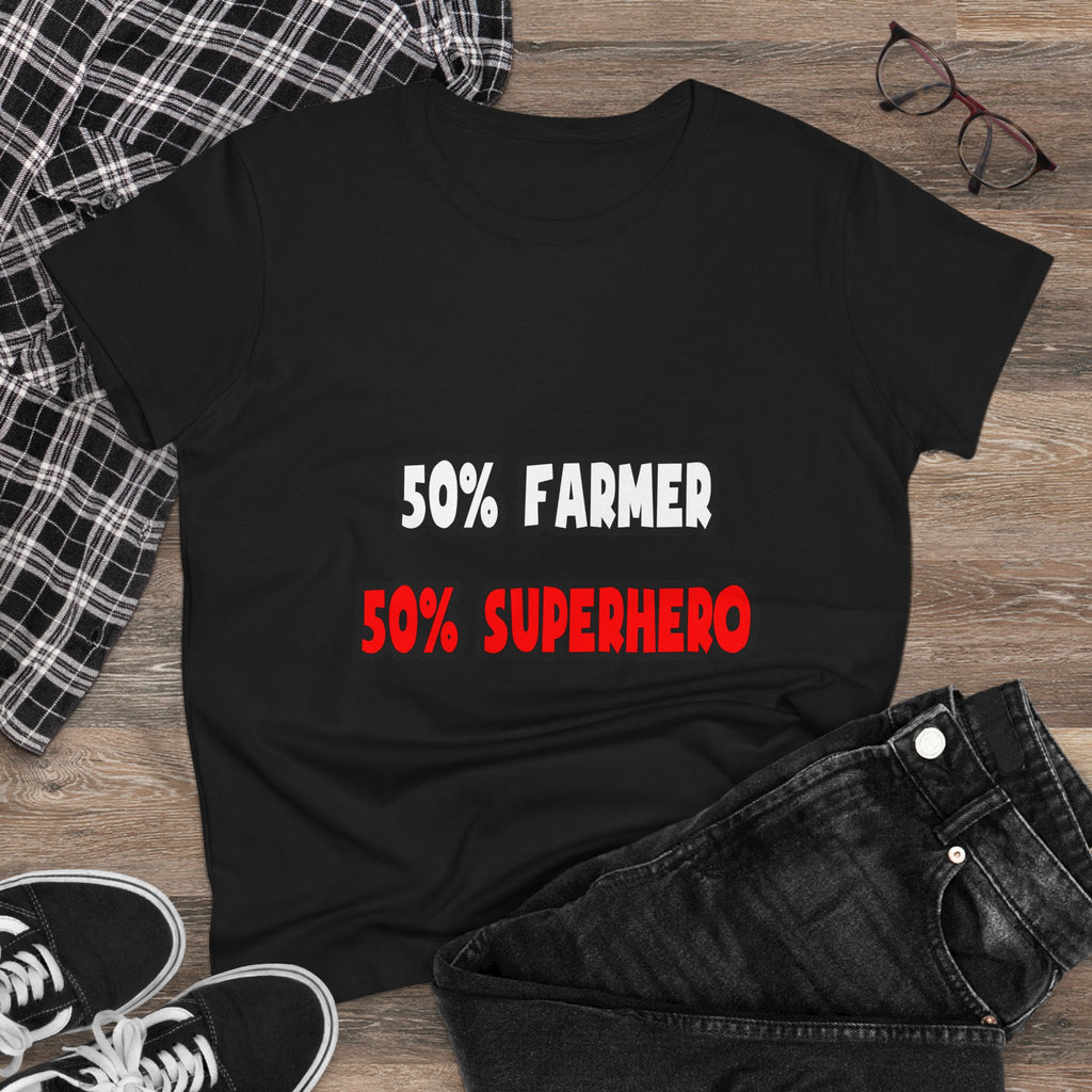 Half Farmer ... Half Superhero - Women's Midweight Cotton Tee