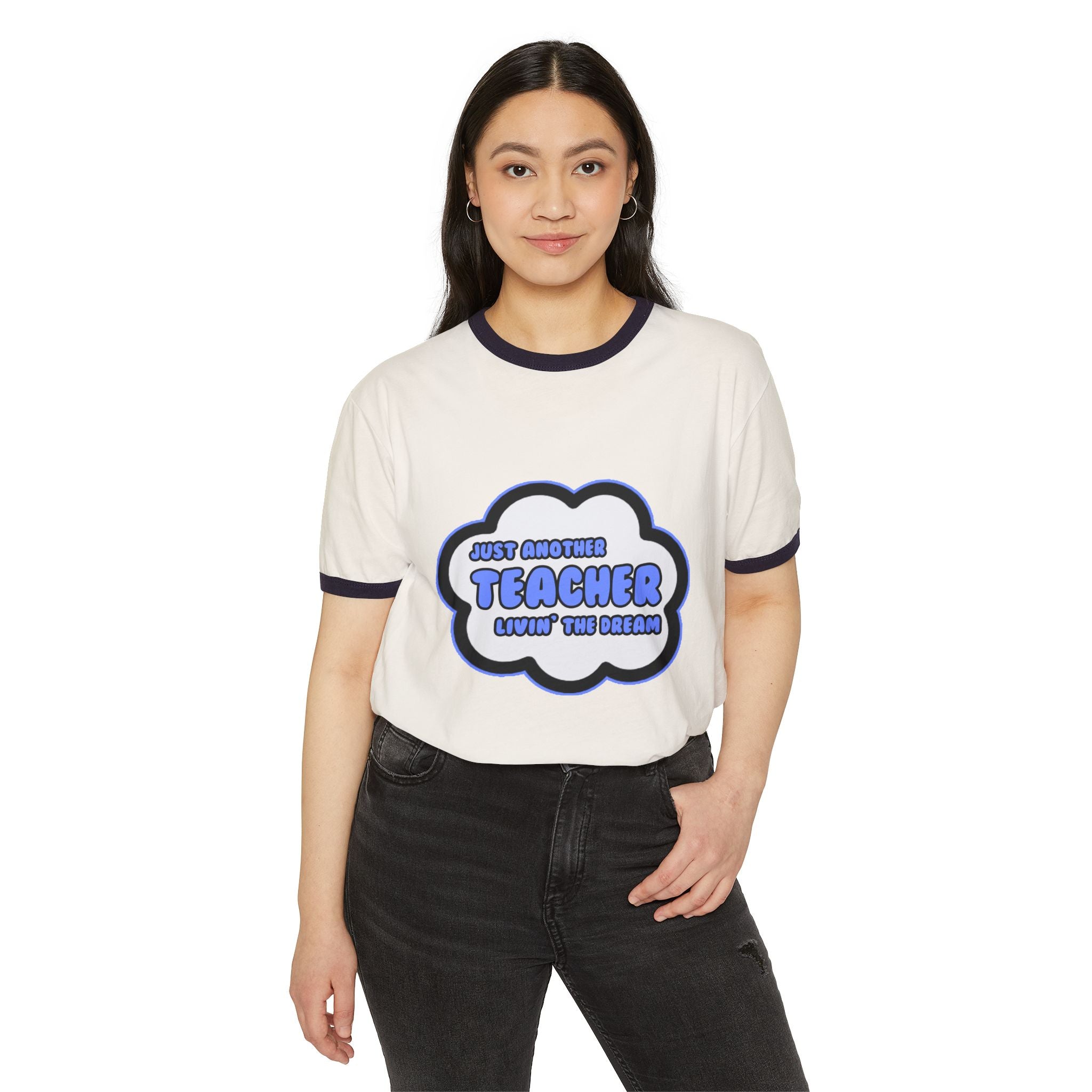 Teacher .. Livin' The Dream - Unisex Cotton Ringer T-Shirt