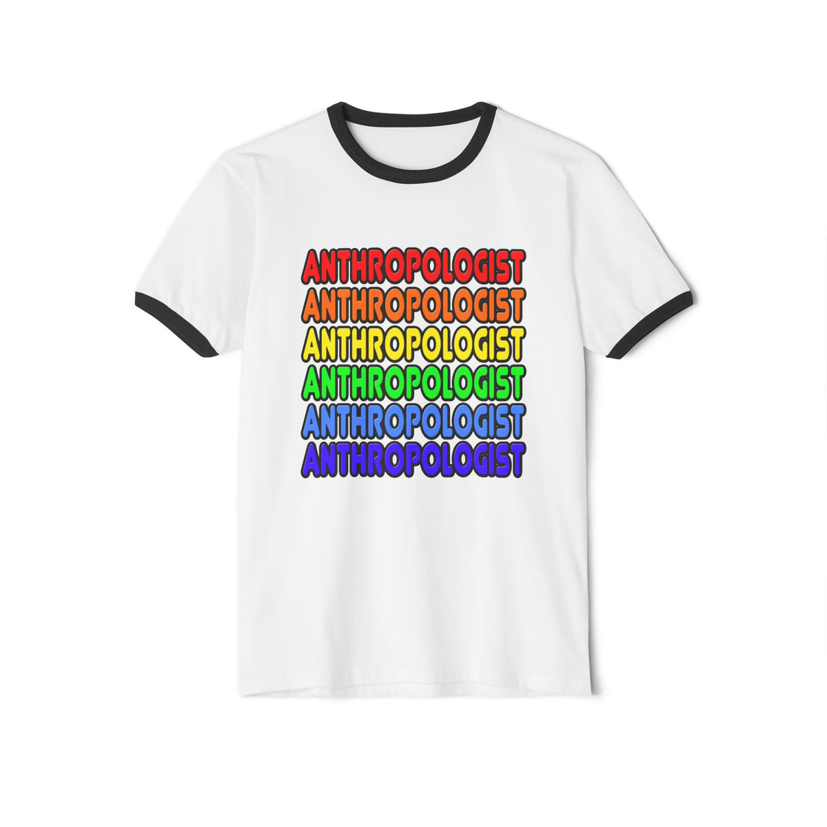 Rainbow Anthropologist - Unisex Cotton Ringer T-Shirt