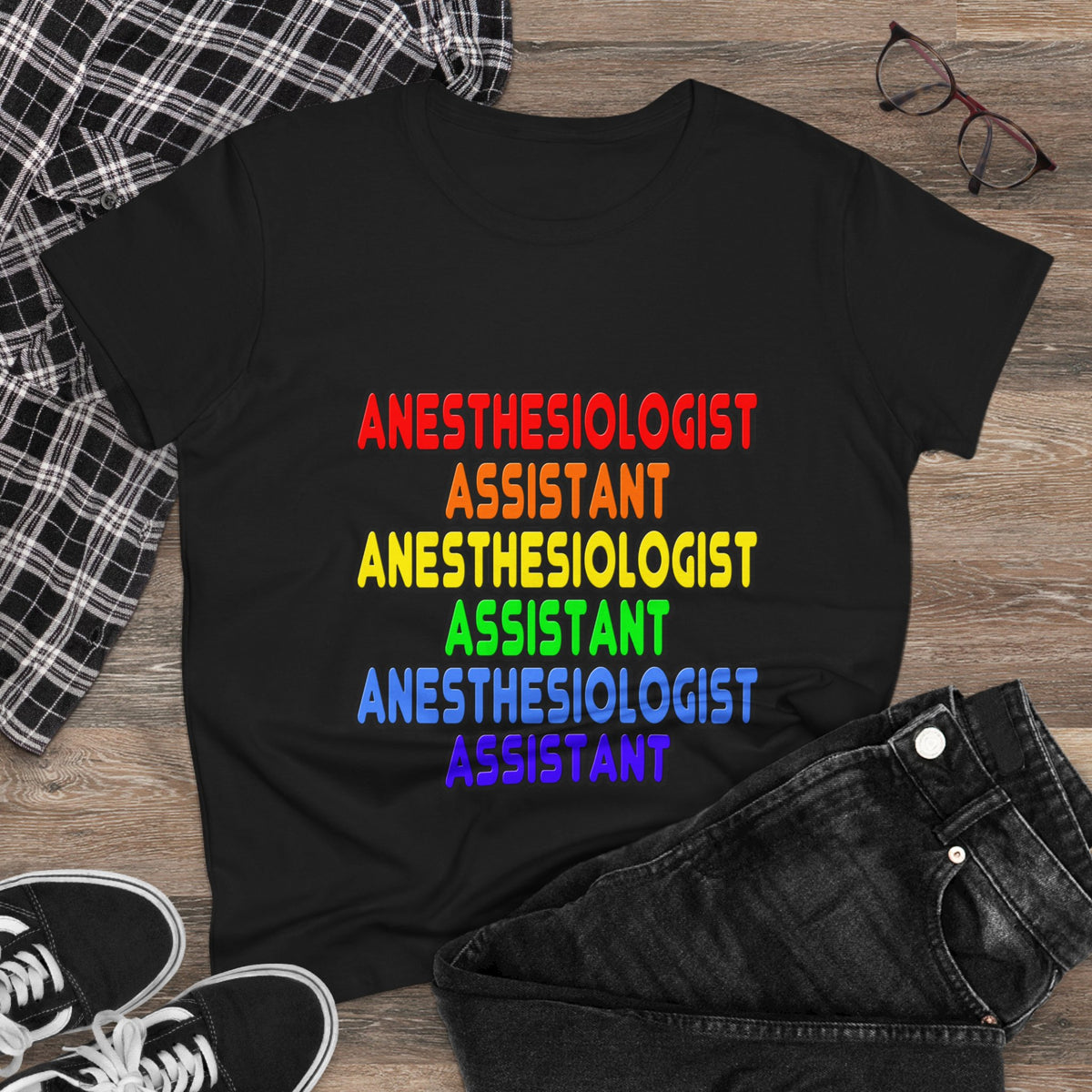 Rainbow Anesthesiologist Assistant - Women's Midweight Cotton Tee