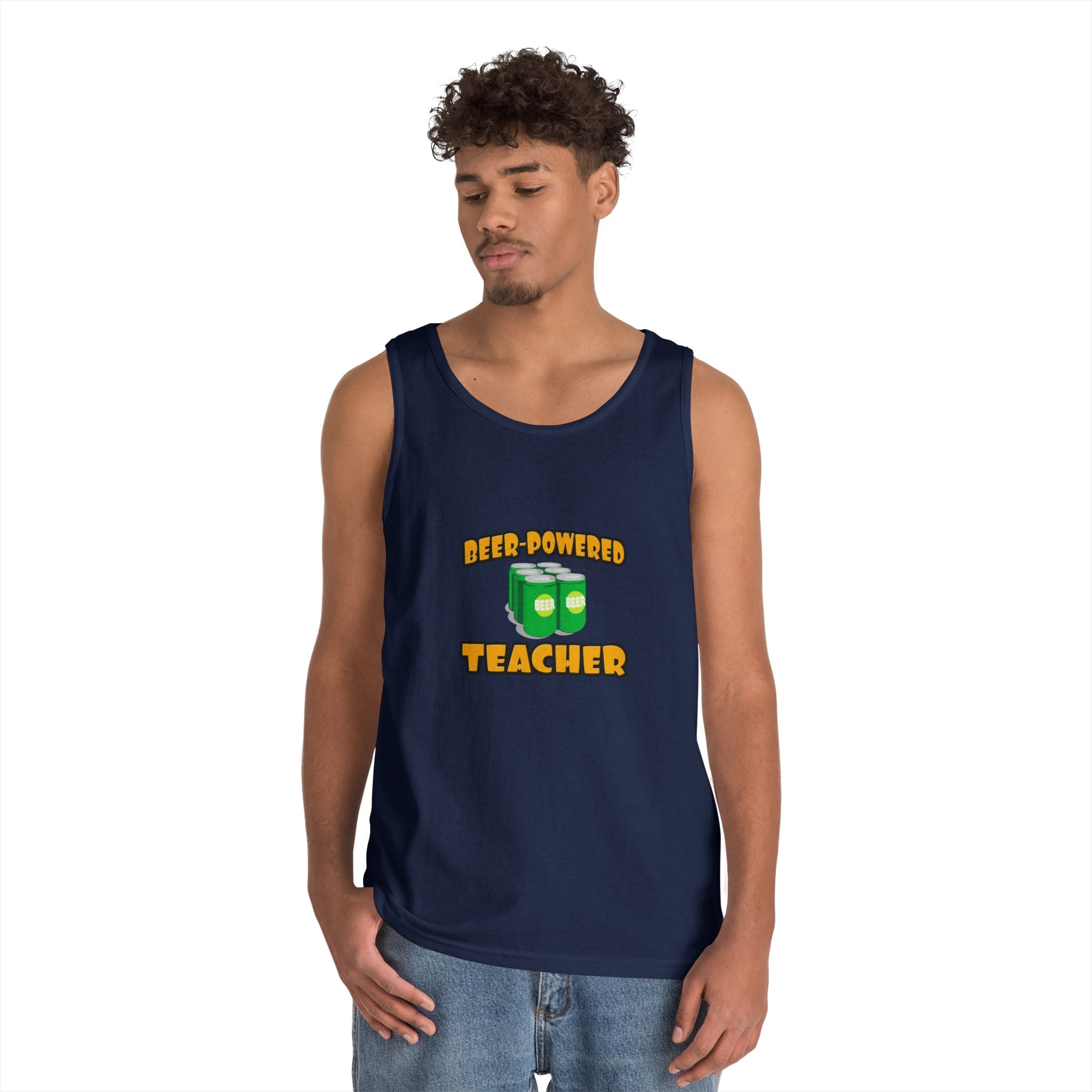 Beer Powered Teacher - Unisex Heavy Cotton Tank Top