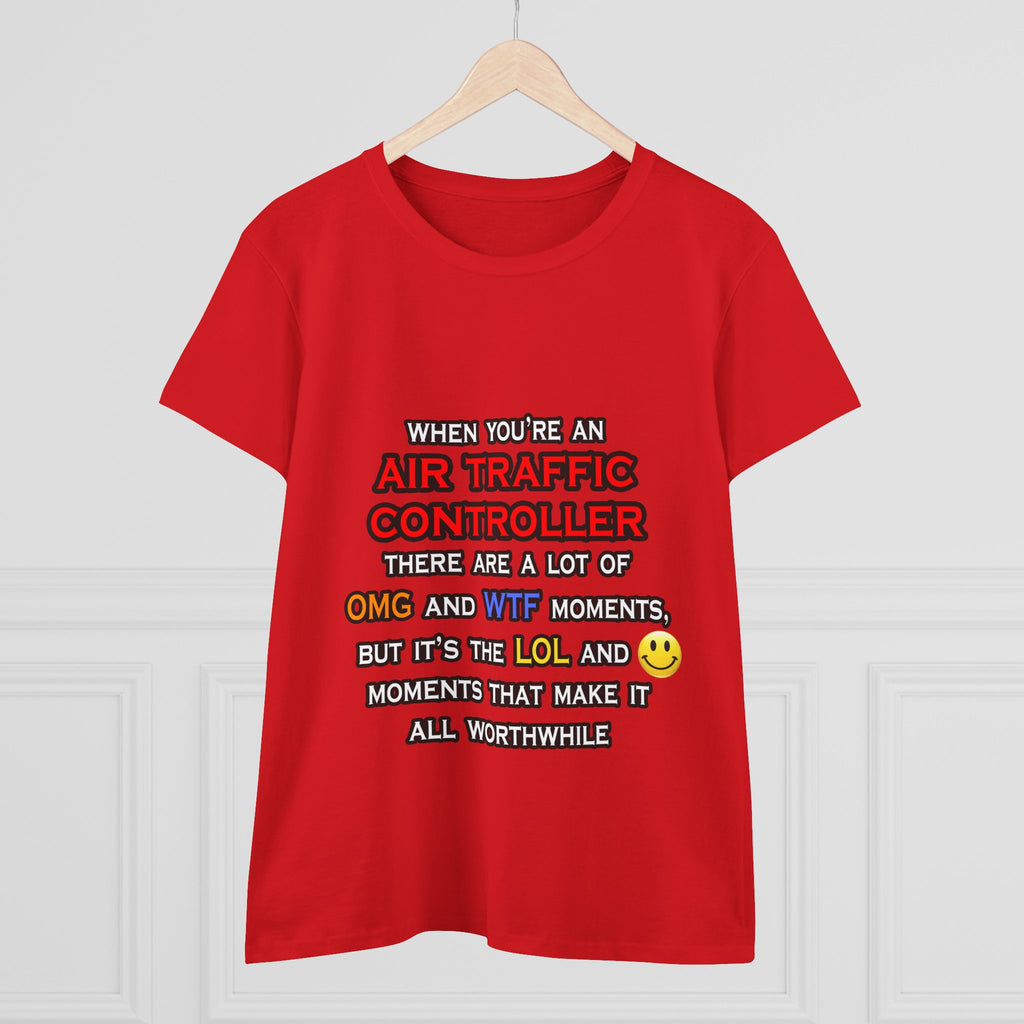 Funny Air Traffic Controller ... OMG WTF LOL - Women's Midweight Cotton Tee
