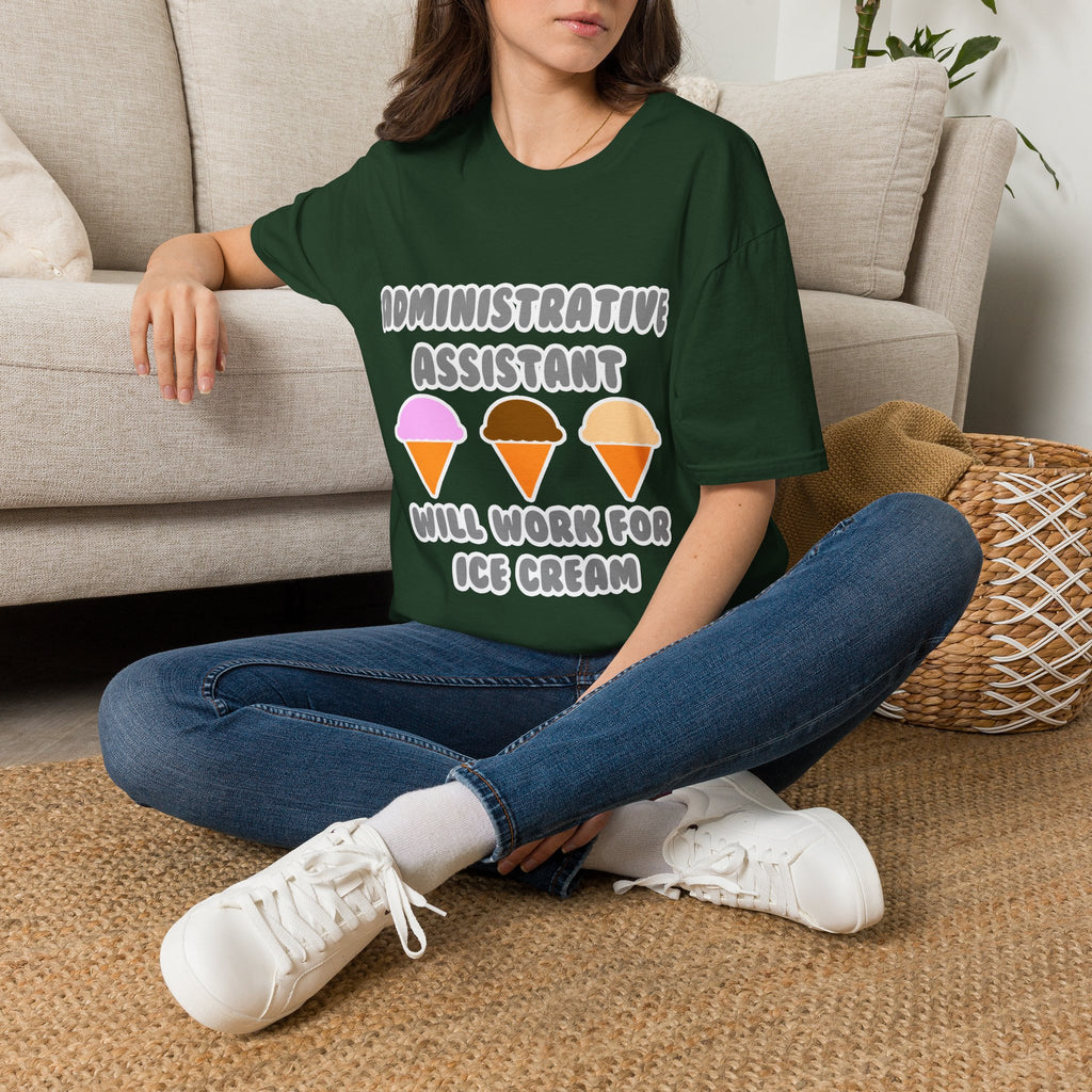 Administrative Asst ... Will Work For Ice Cream - Unisex Softstyle T-Shirt