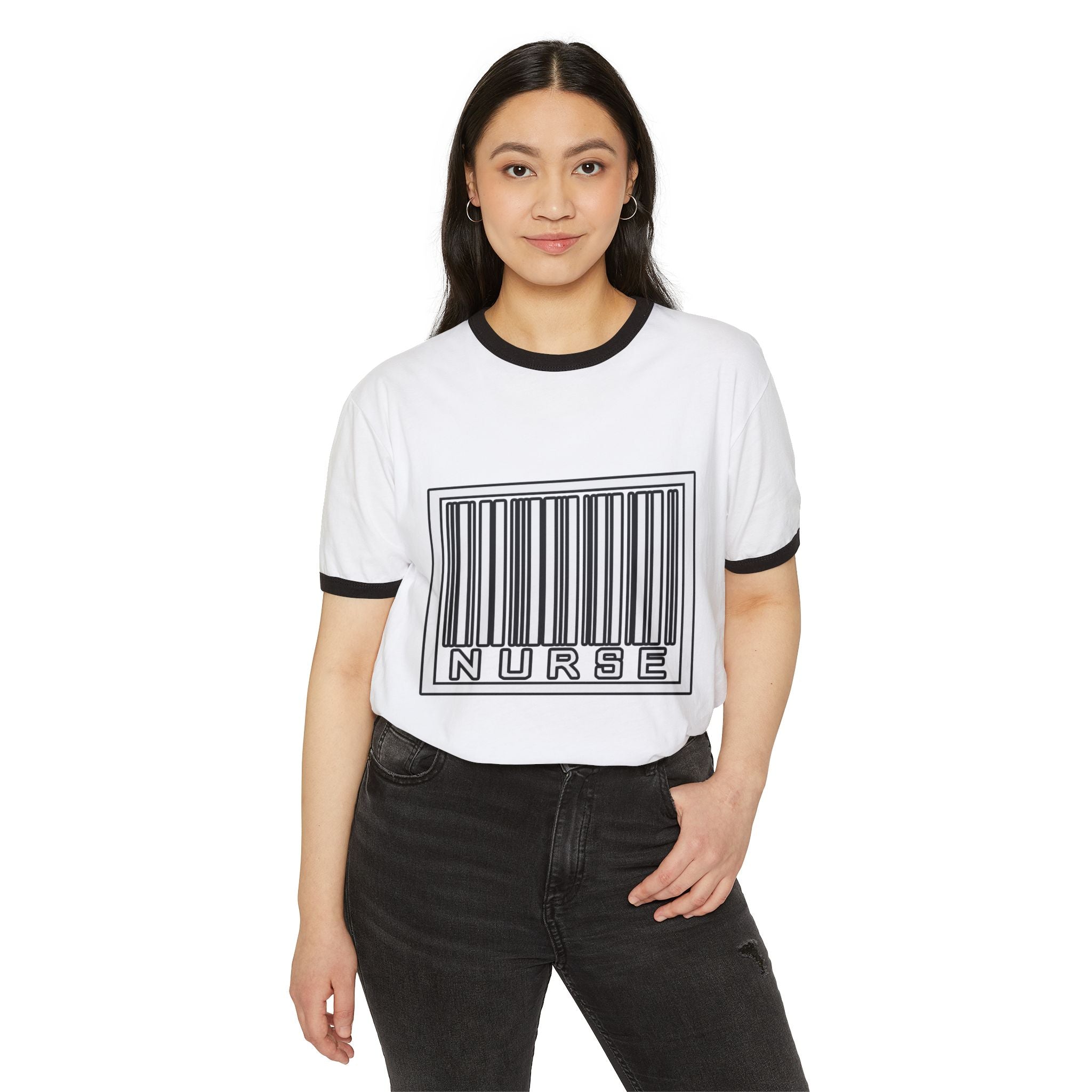 Barcode Nurse - Unisex Cotton Ringer T-Shirt