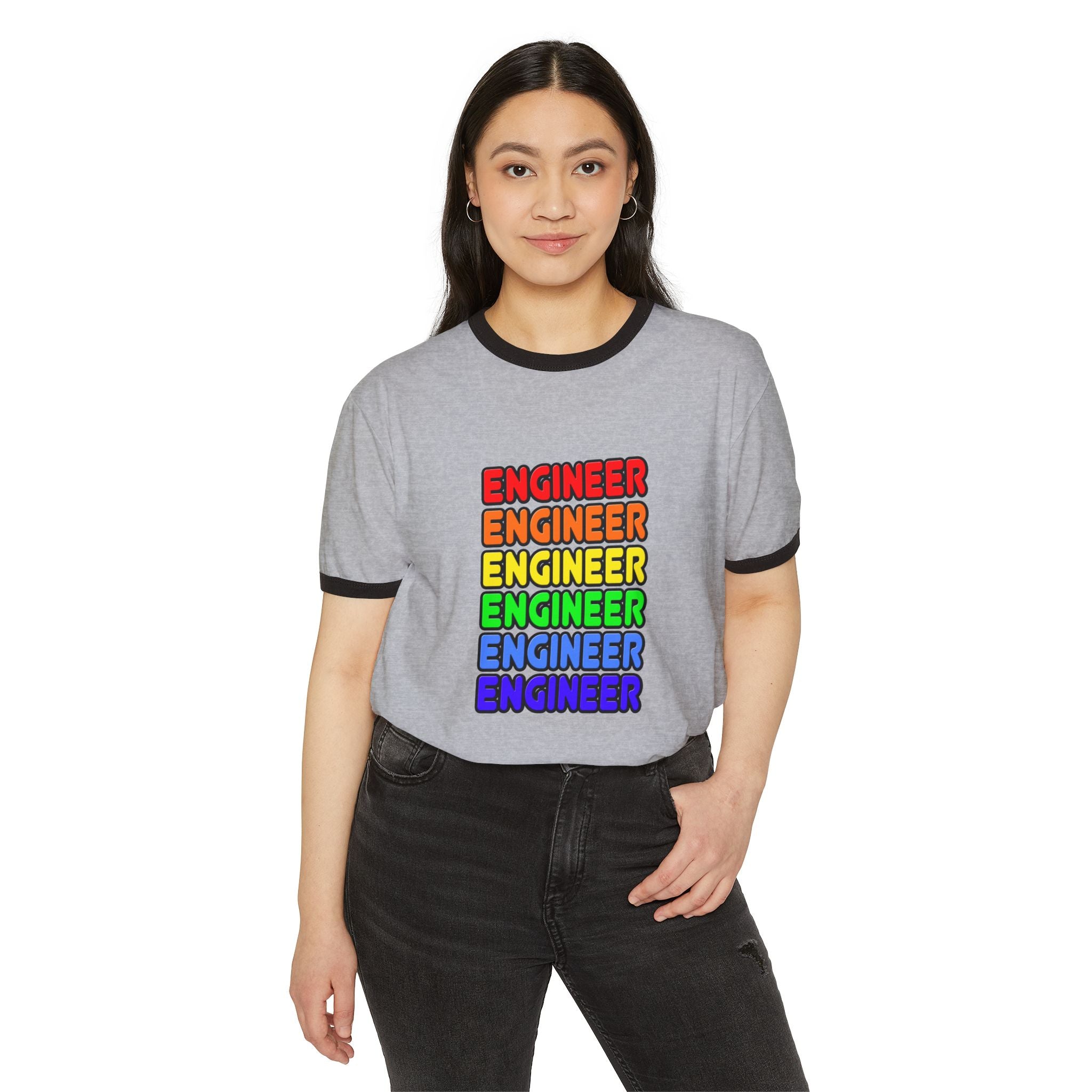 Rainbow Engineer - Unisex Cotton Ringer T-Shirt