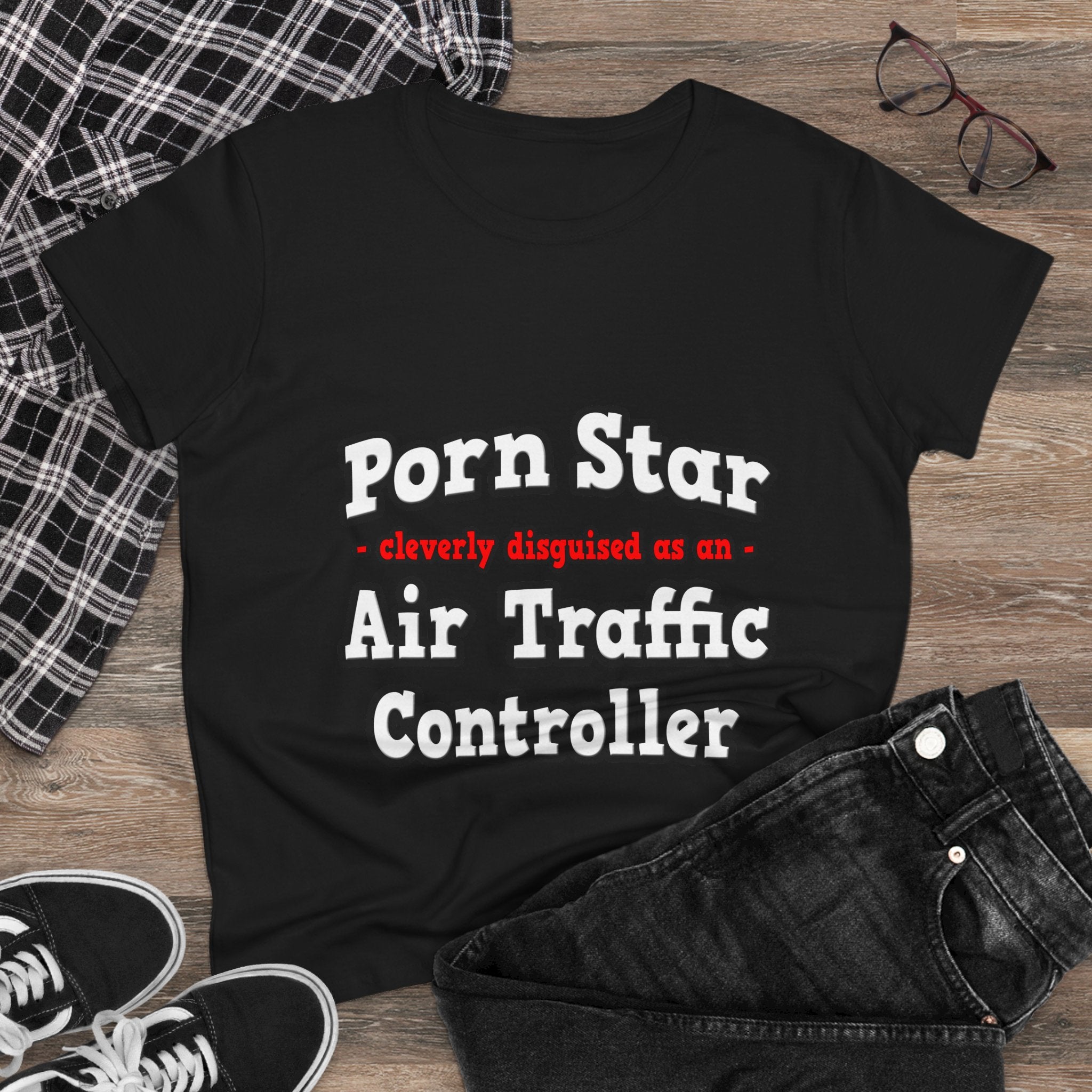 Porn Star...Air Traffic Controller - Women's Midweight Cotton Tee