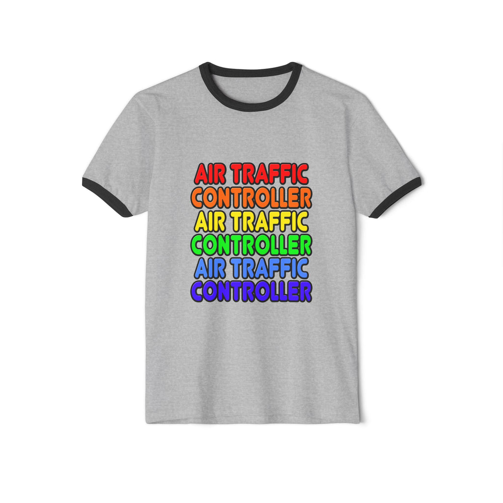 Rainbow Air Traffic Controller - Unisex Cotton Ringer T-Shirt
