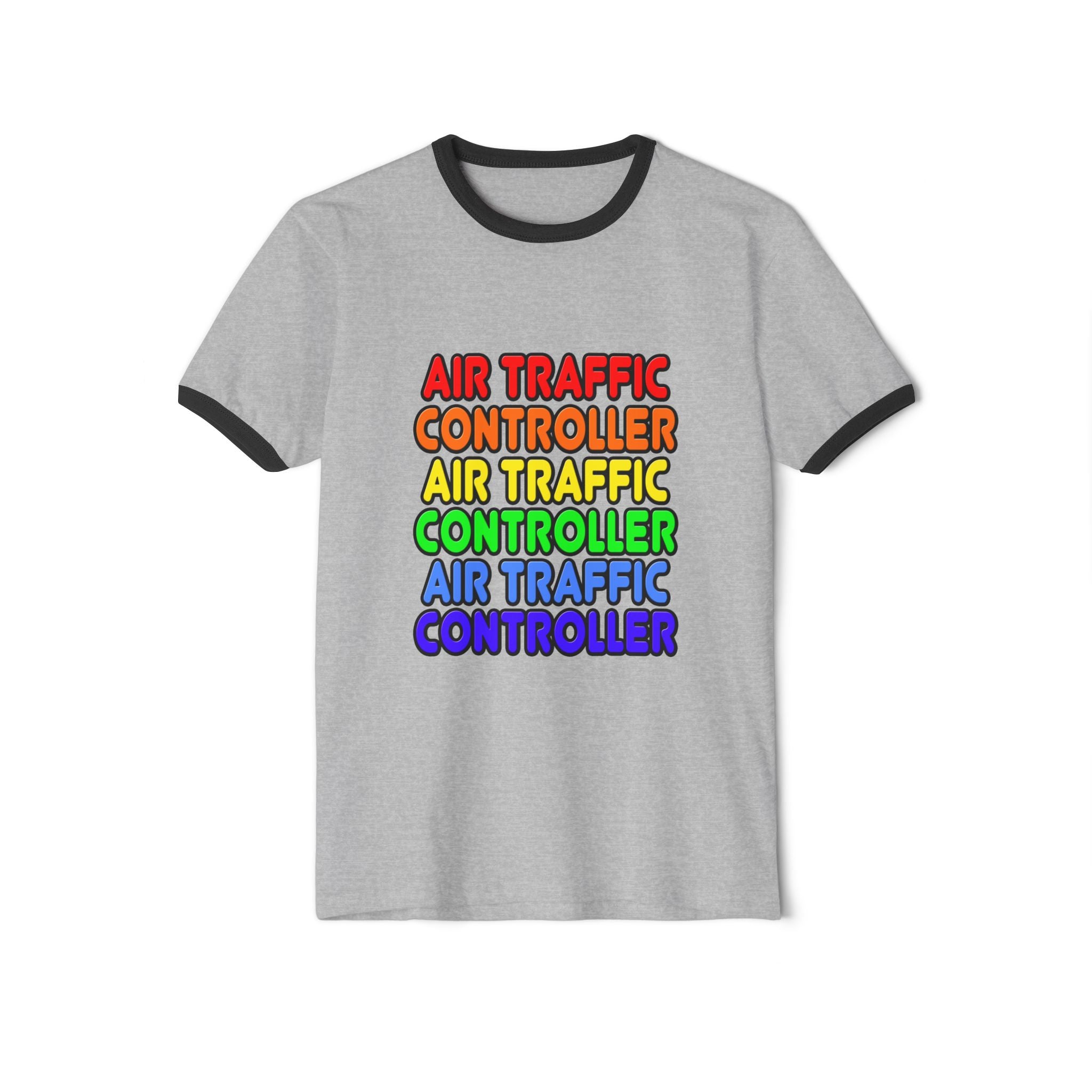 Rainbow Air Traffic Controller - Unisex Cotton Ringer T-Shirt