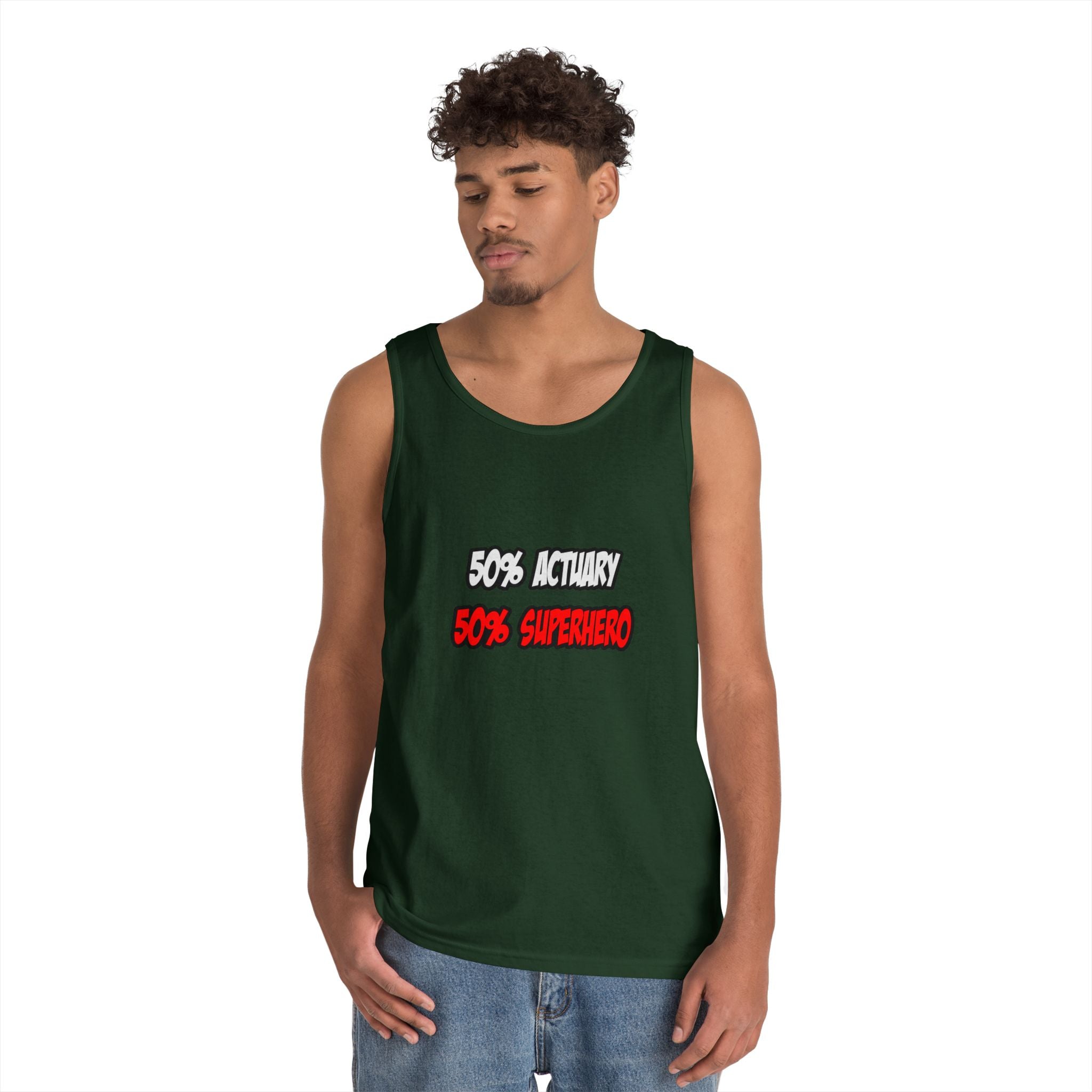 Half Actuary...Half Superhero - Unisex Heavy Cotton Tank Top