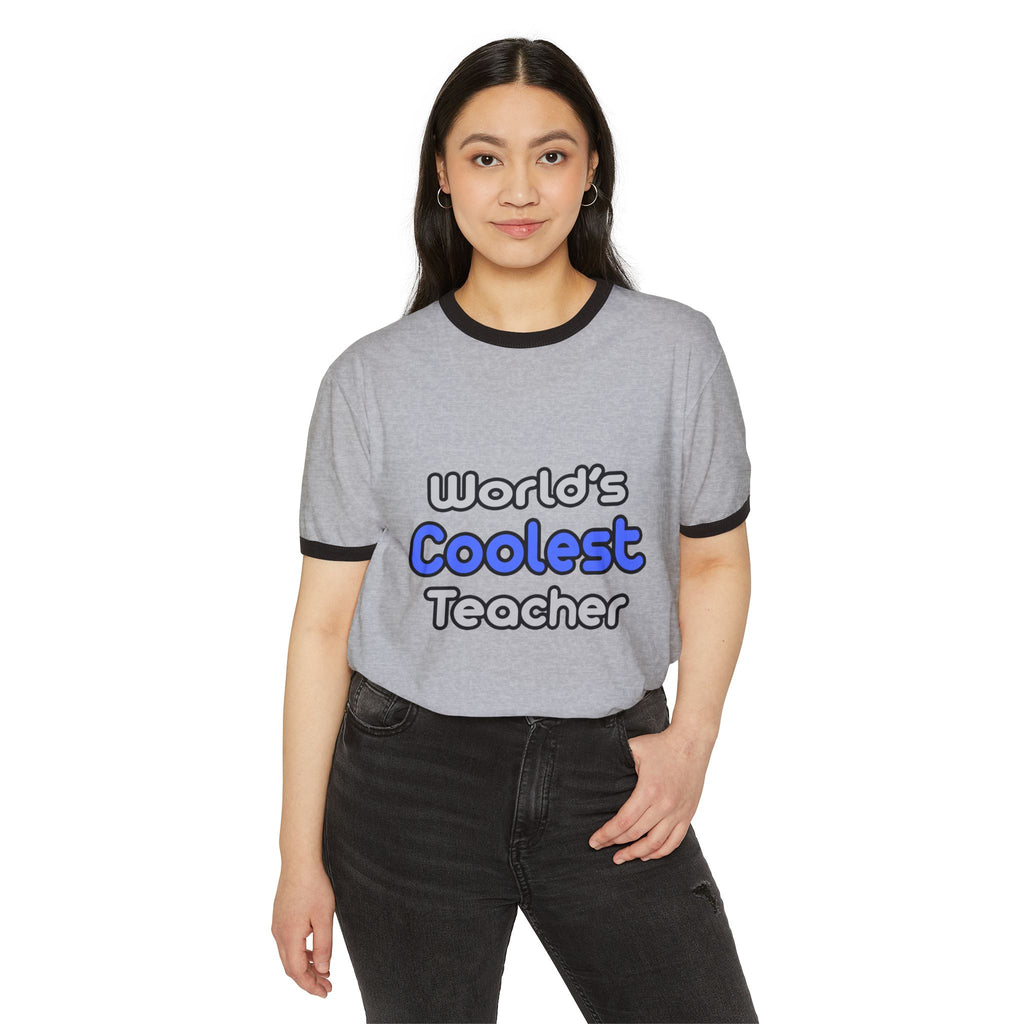 World's Coolest Teacher - Unisex Cotton Ringer T-Shirt