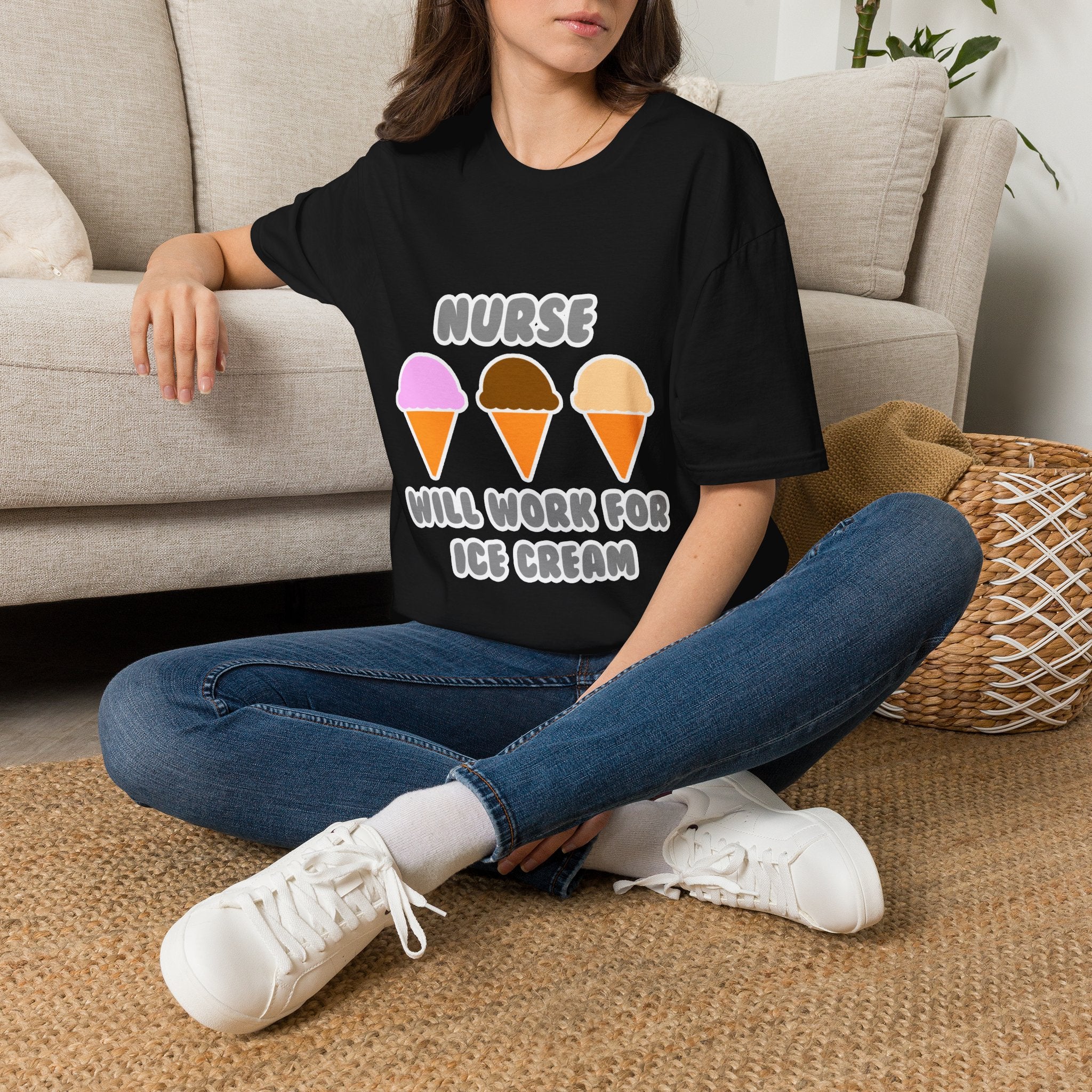 Nurse ... Will Work For Ice Cream - Unisex Softstyle T-Shirt