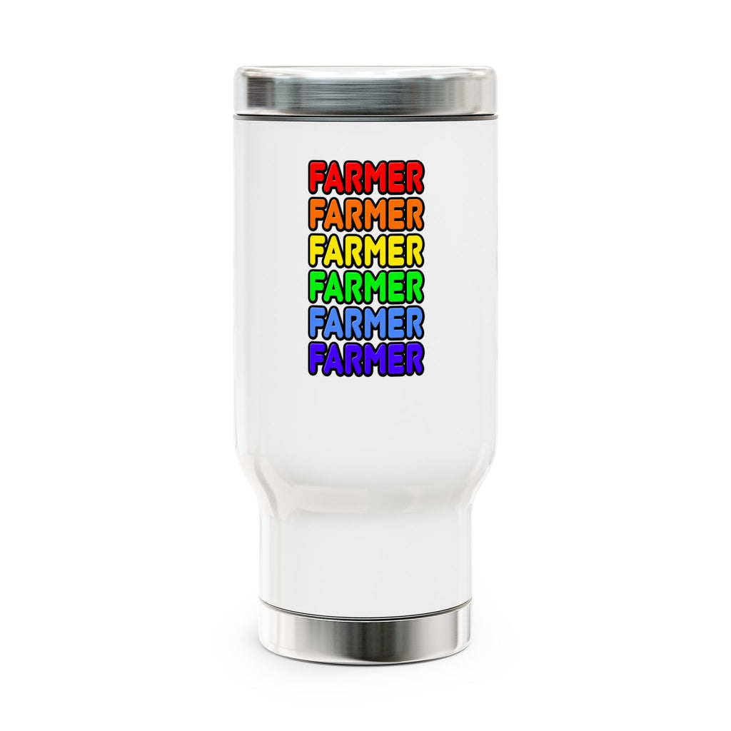 Rainbow Farmer - Stainless Steel Travel Mug with Handle, 14oz