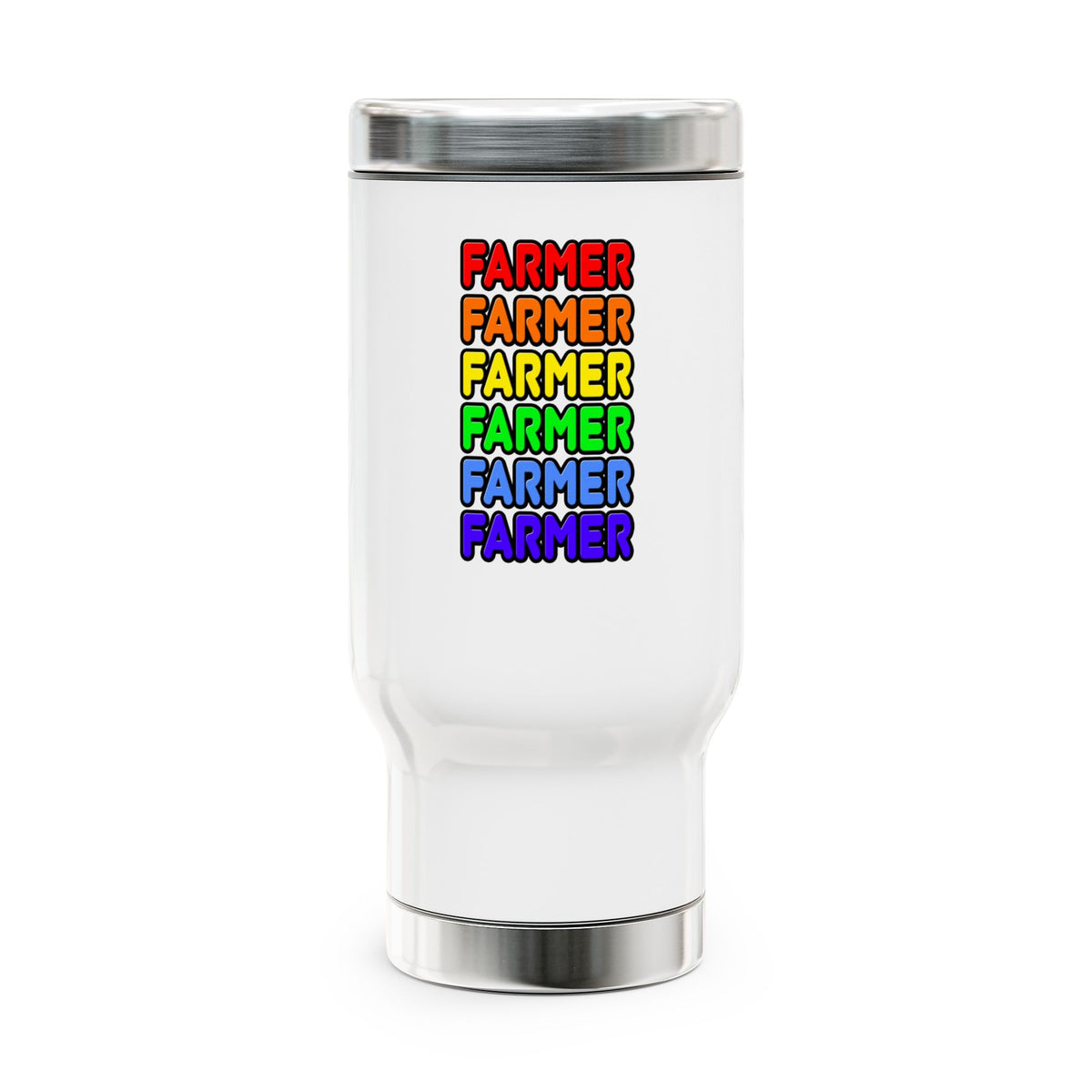 Rainbow Farmer - Stainless Steel Travel Mug with Handle, 14oz