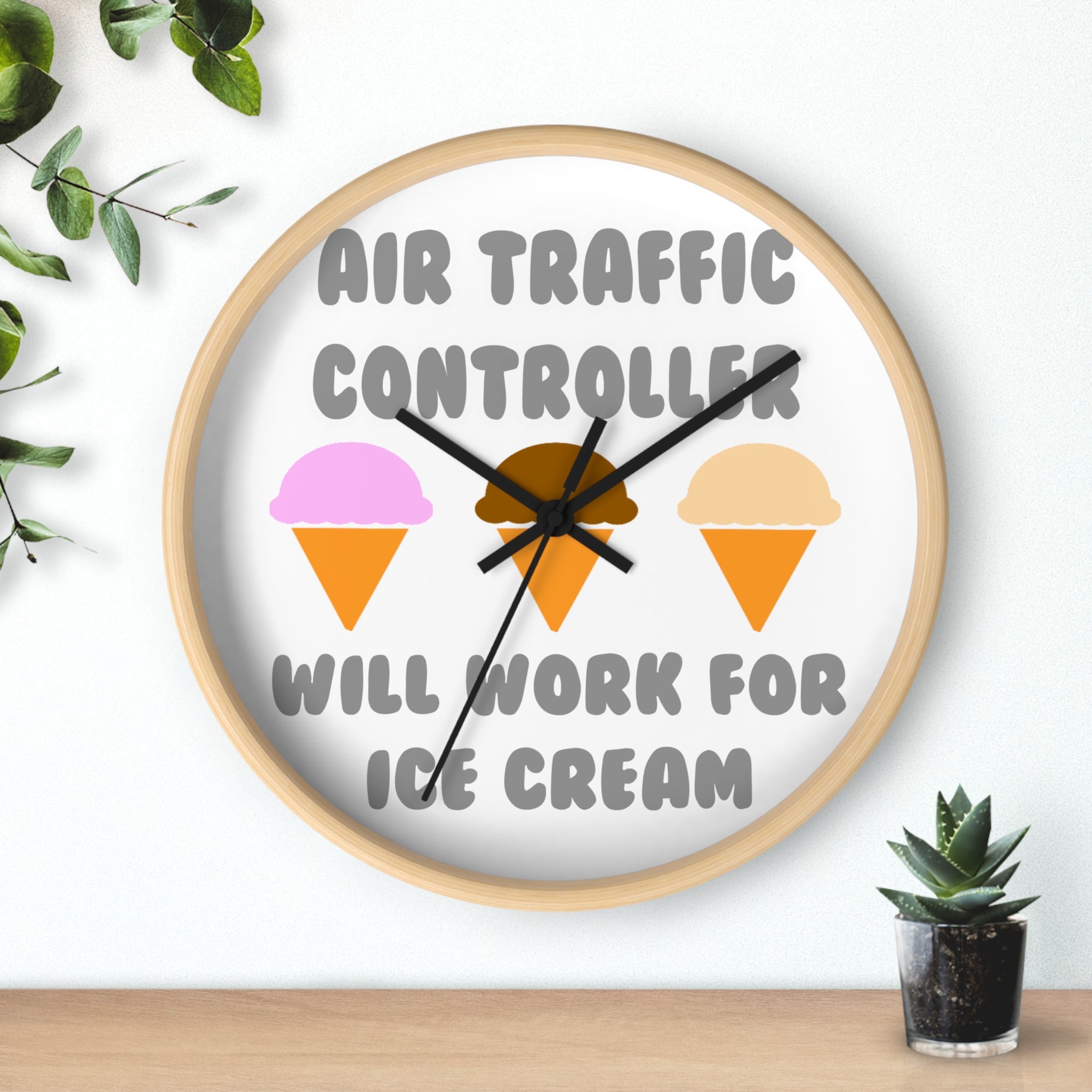 Air Traffic Controller ... Will Work For Ice Cream - Wall Clock