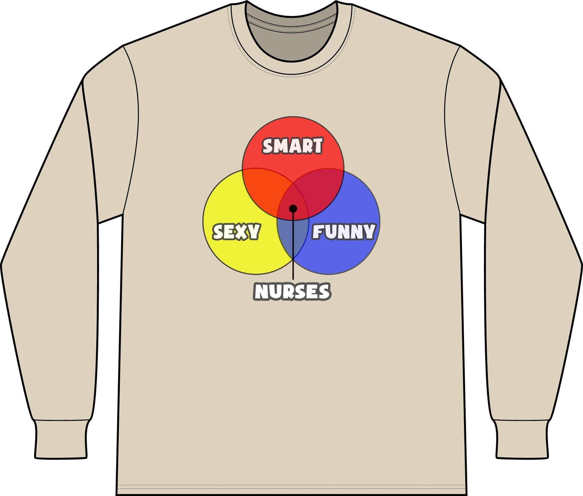 Venn Diagram .. Nurses - Unisex Long Sleeve T-Shirt