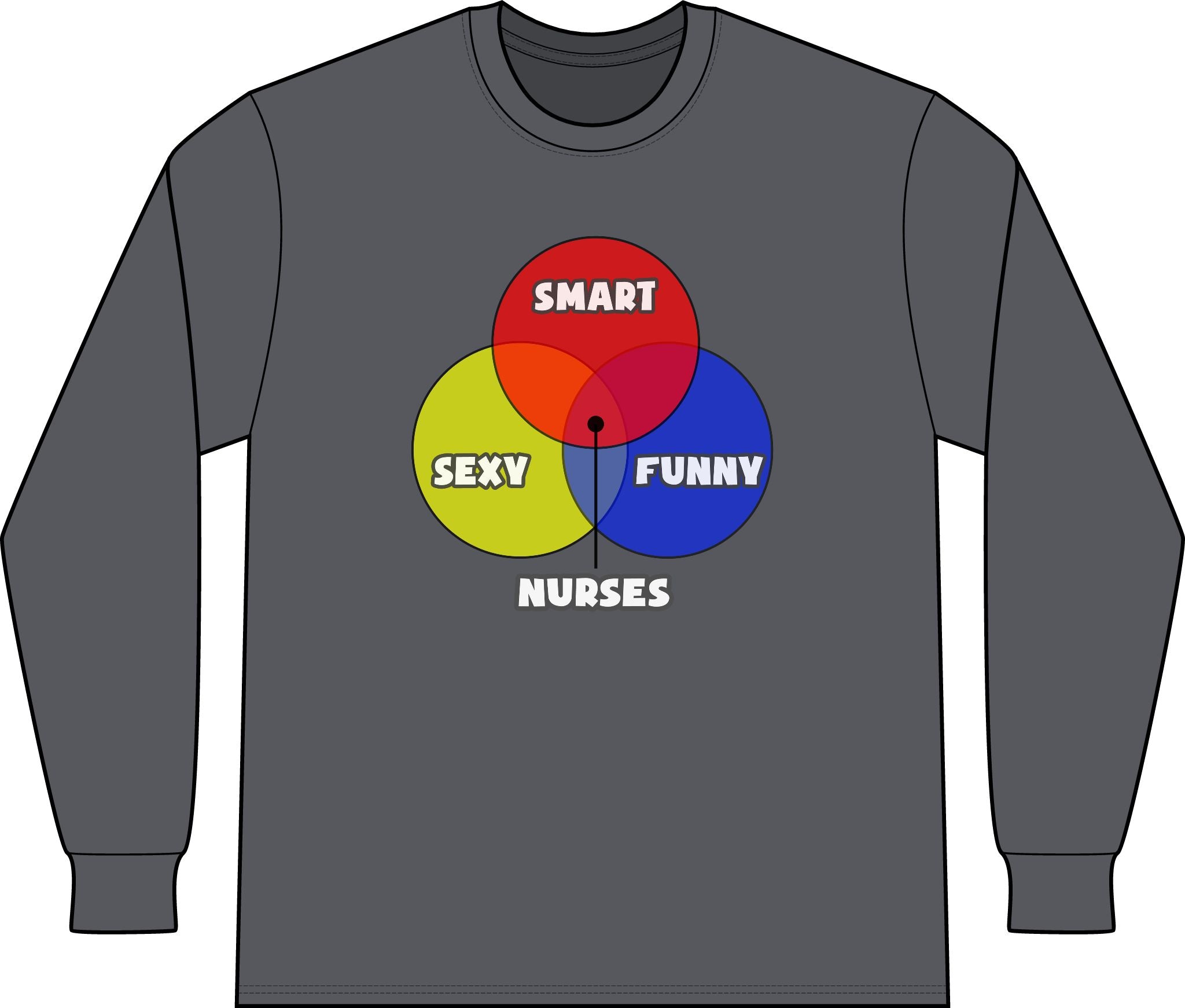 Venn Diagram .. Nurses - Unisex Long Sleeve T-Shirt