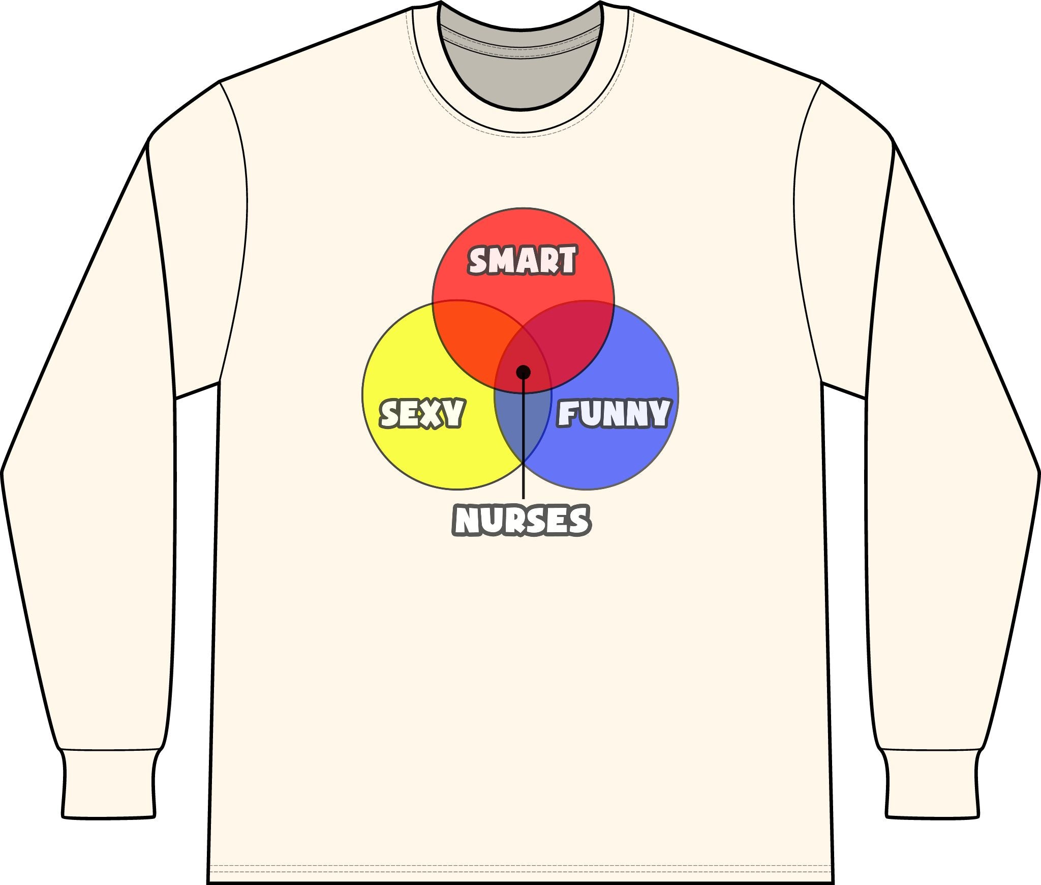 Venn Diagram .. Nurses - Unisex Long Sleeve T-Shirt