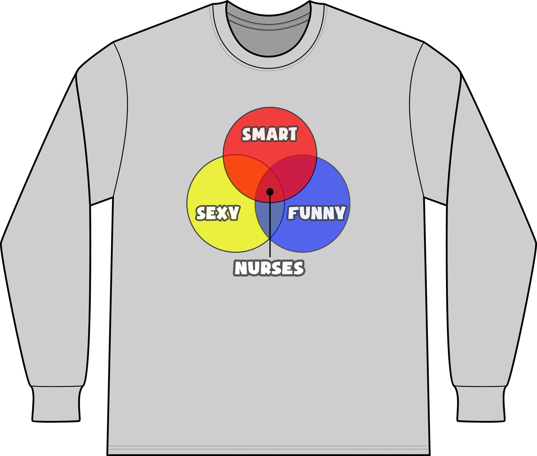 Venn Diagram .. Nurses - Unisex Long Sleeve T-Shirt
