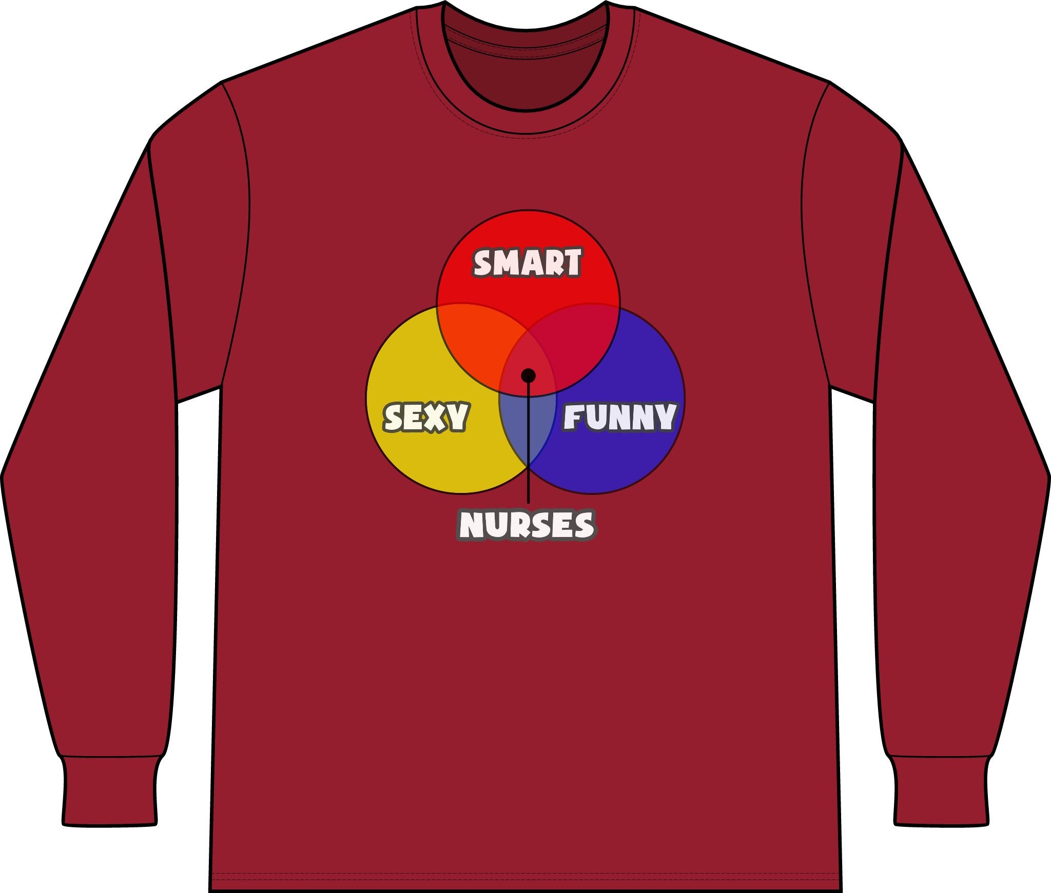 Venn Diagram .. Nurses - Unisex Long Sleeve T-Shirt