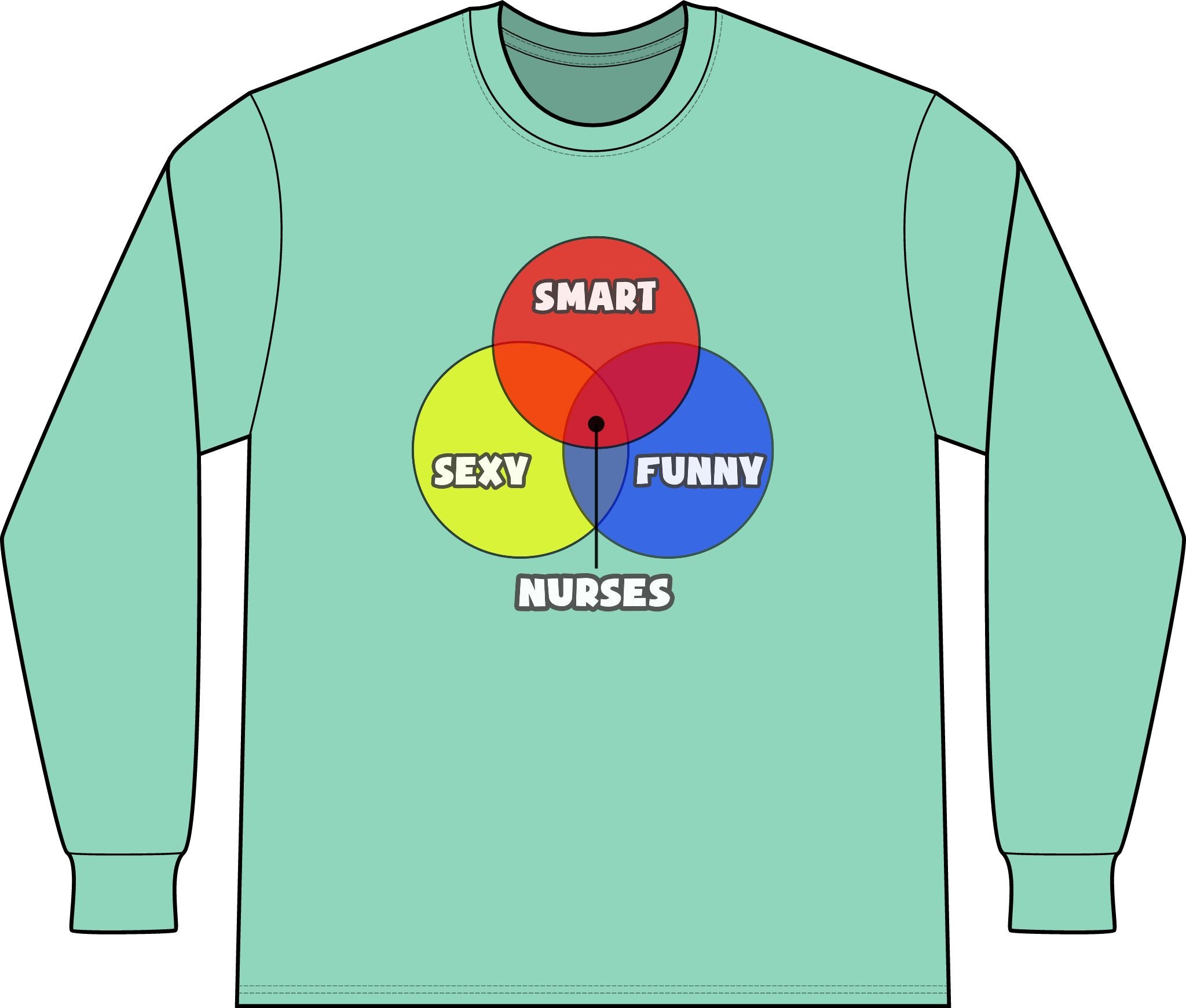 Venn Diagram .. Nurses - Unisex Long Sleeve T-Shirt