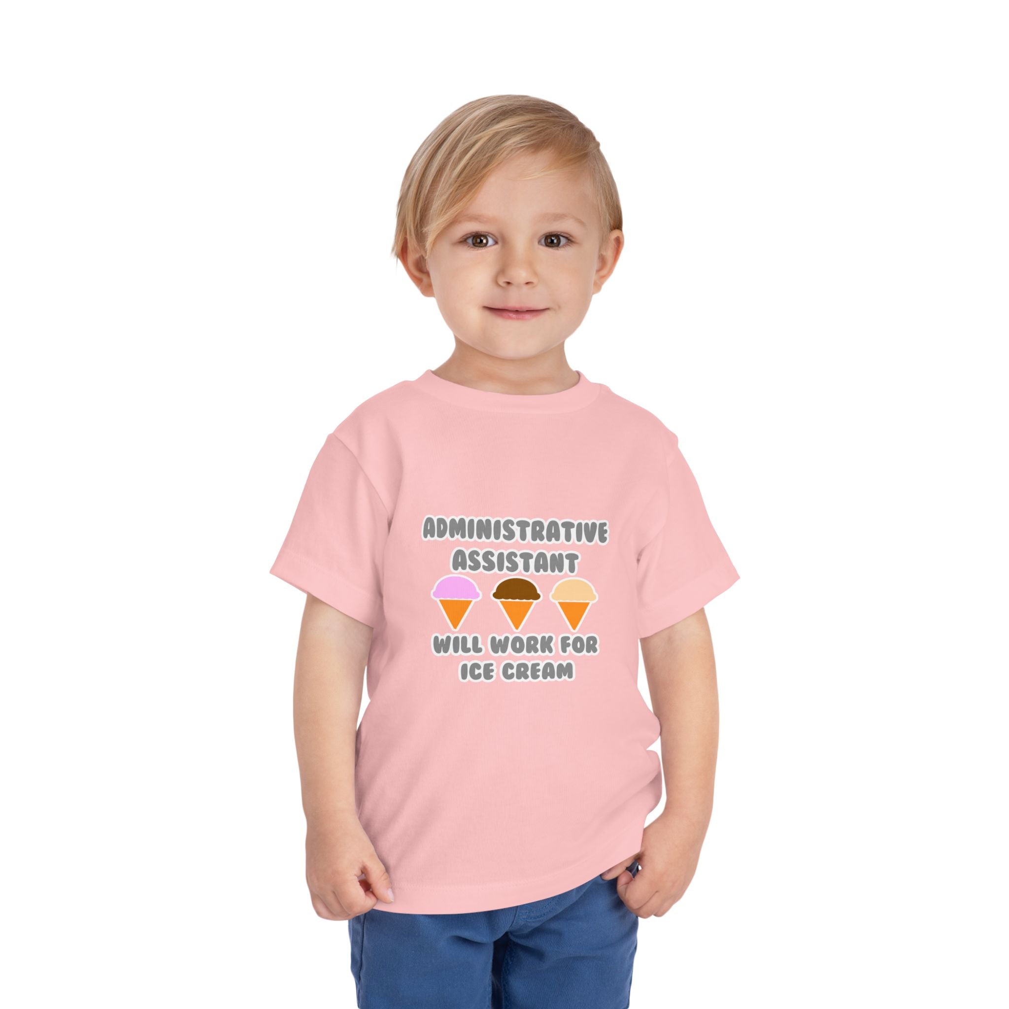 Administrative Asst ... Will Work For Ice Cream - Toddler Short Sleeve Tee