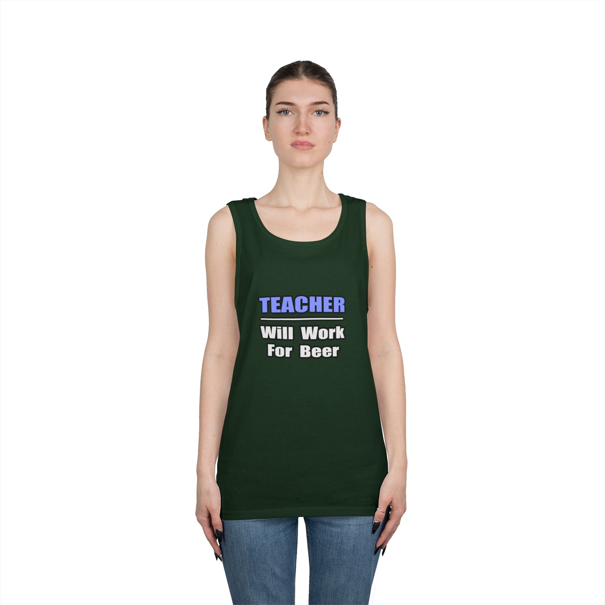 Teacher...Will Work For Beer - Unisex Heavy Cotton Tank Top