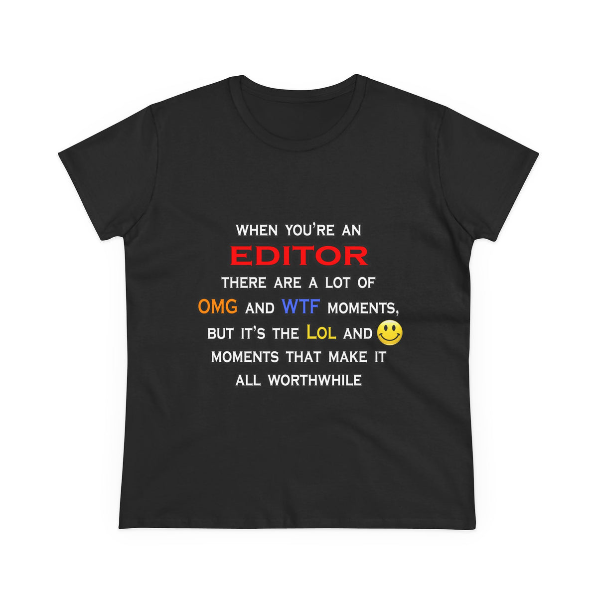 Editor ... OMG WTF LOL - Women's Midweight Cotton Tee