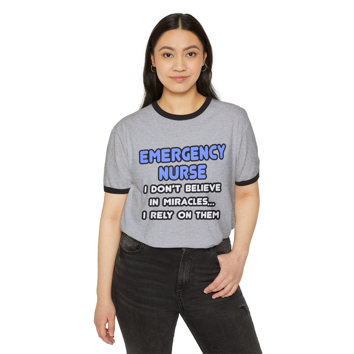 Miracles and Emergency Nurses - Unisex Cotton Ringer T-Shirt