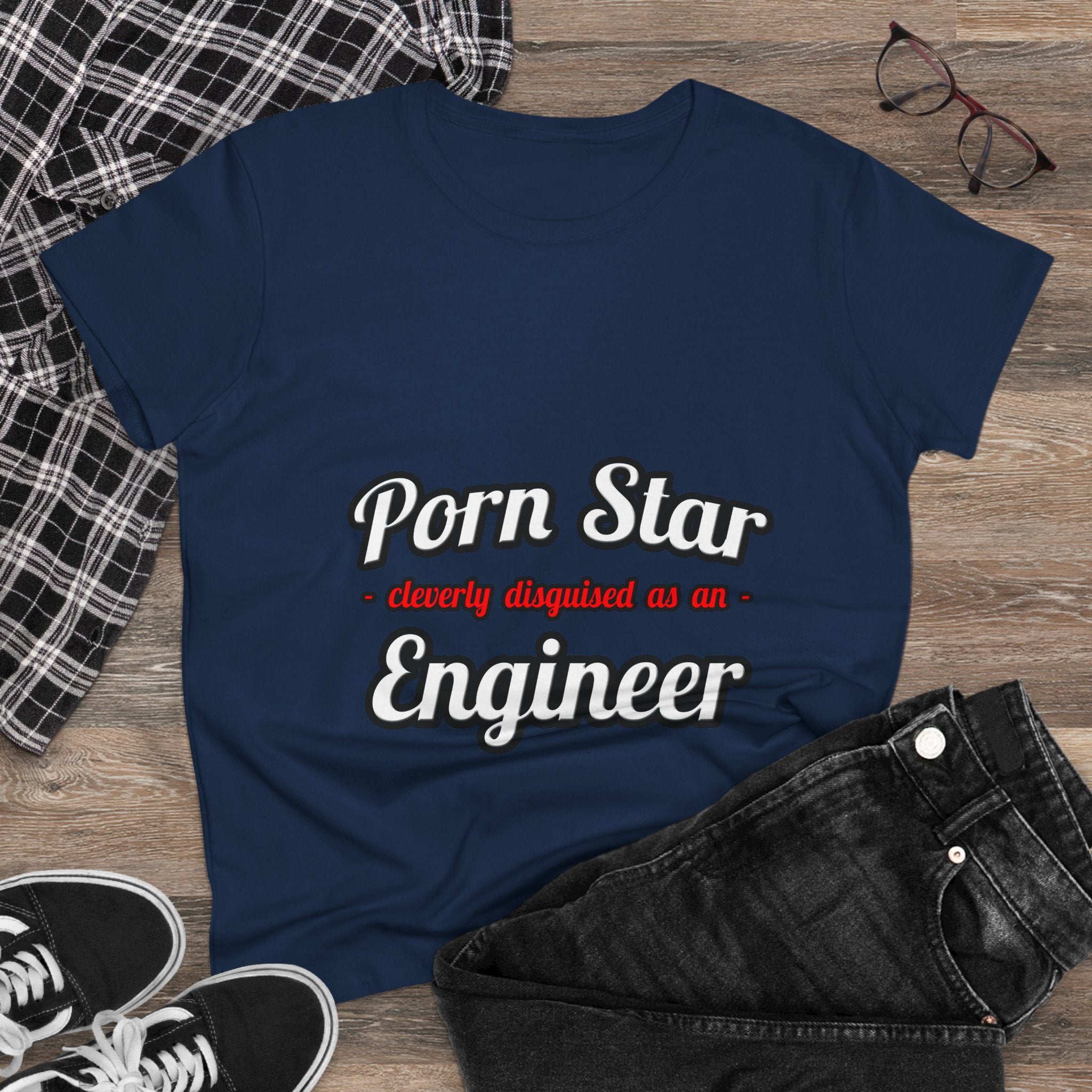 Porn Star...Engineer - Women's Midweight Cotton Tee