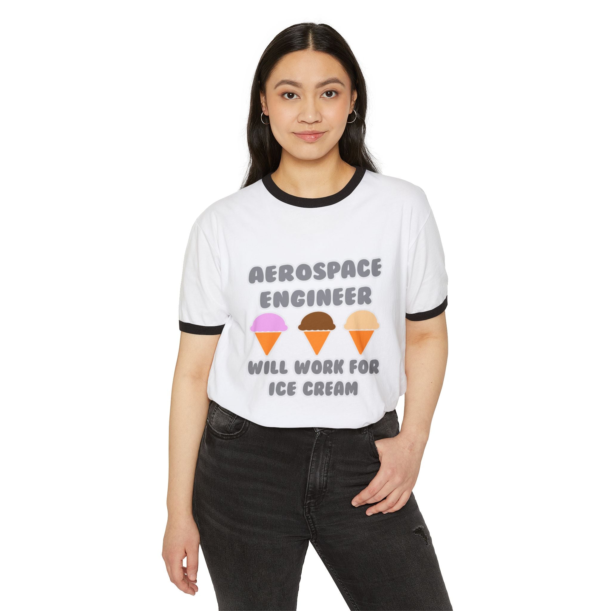 Aerospace Engineer ... Will Work For Ice Cream - Unisex Cotton Ringer T-Shirt