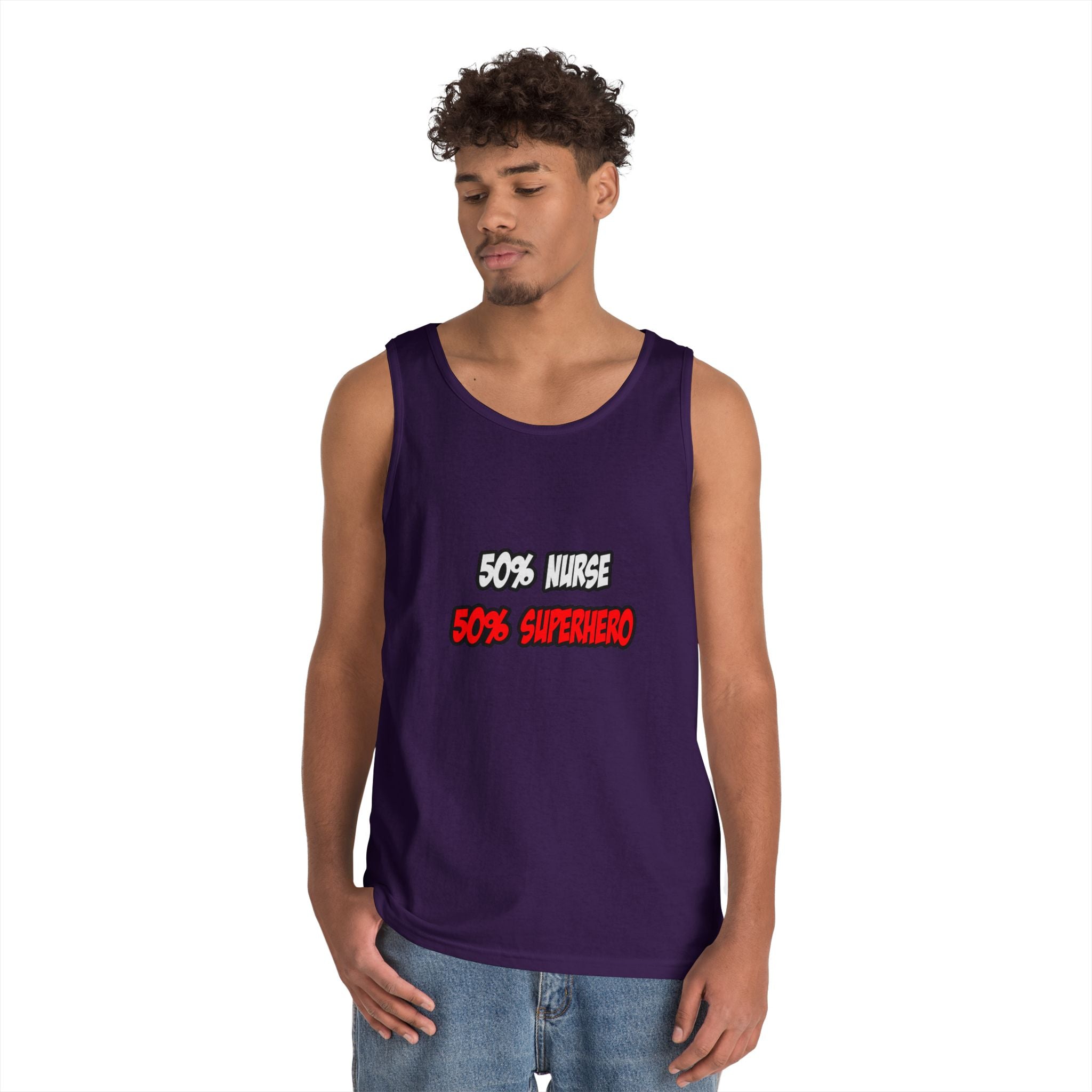 Half Nurse...Half Superhero - Unisex Heavy Cotton Tank Top