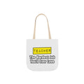 Teacher...Hardest Job You'll Ever Love - Canvas Tote Bag, 5-Color Straps