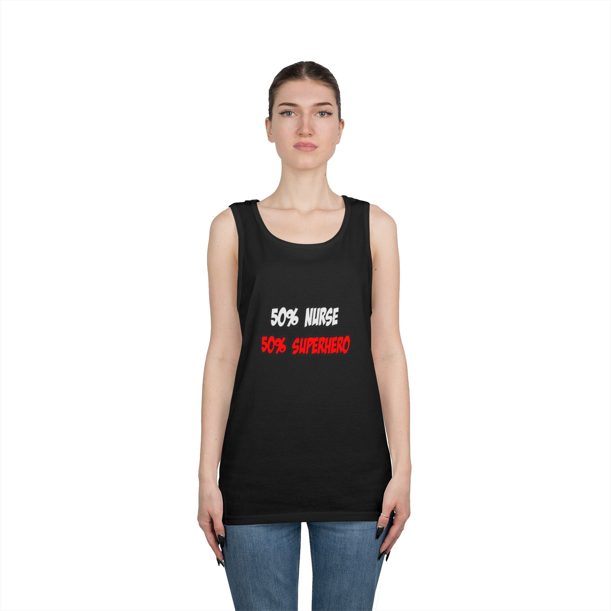 Half Nurse...Half Superhero - Unisex Heavy Cotton Tank Top