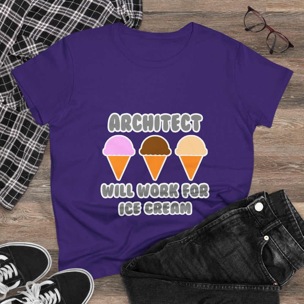 Architect ... Will Work For Ice Cream - Women's Midweight Cotton Tee